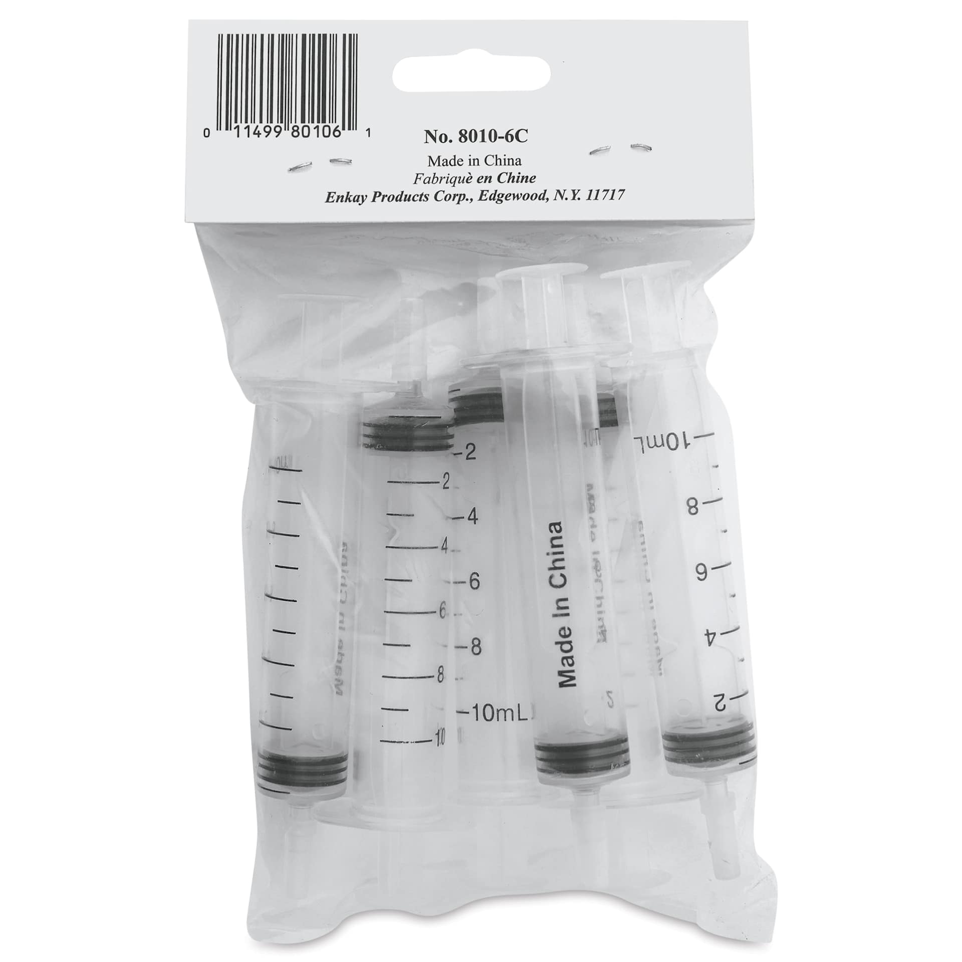 Enkay Multi-Purpose Syringes - Small, Pkg of 6, 10 ml - back of packaging