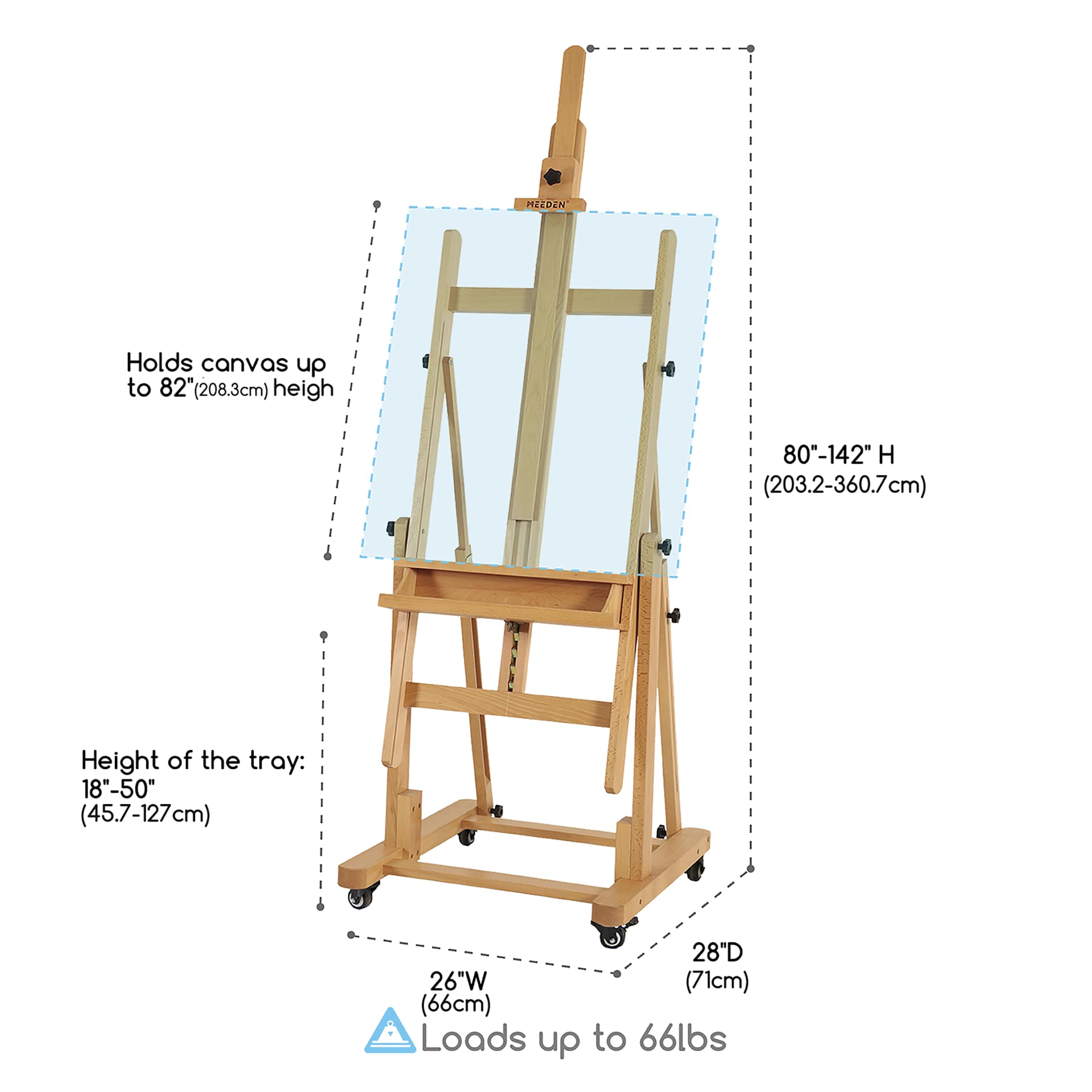 Meeden XL Heavy Duty Easel - Dimensions