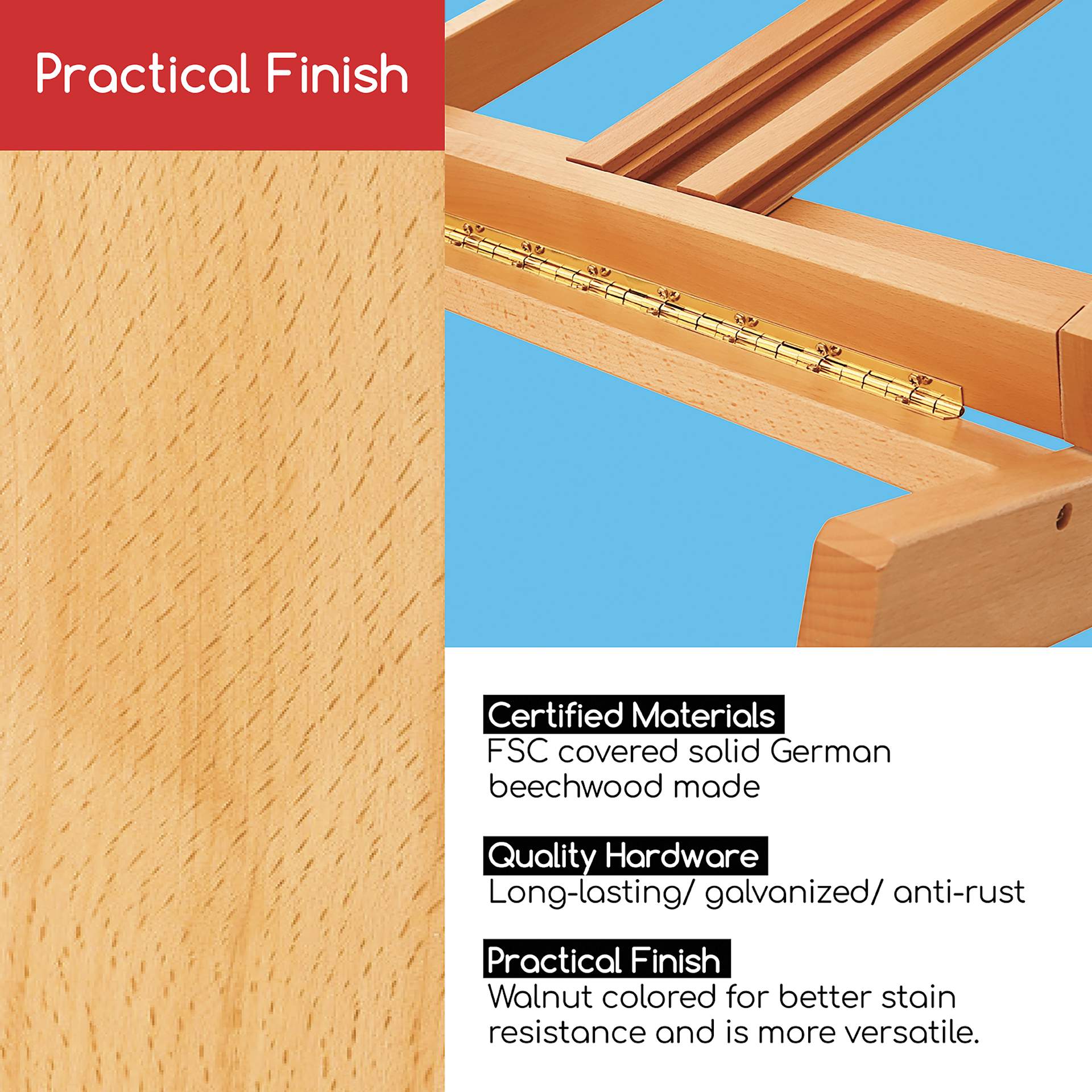 Meeden Classic Heavy Duty H-Frame Easel - 22” W x 24” D, 53" - 91" H - practical finish