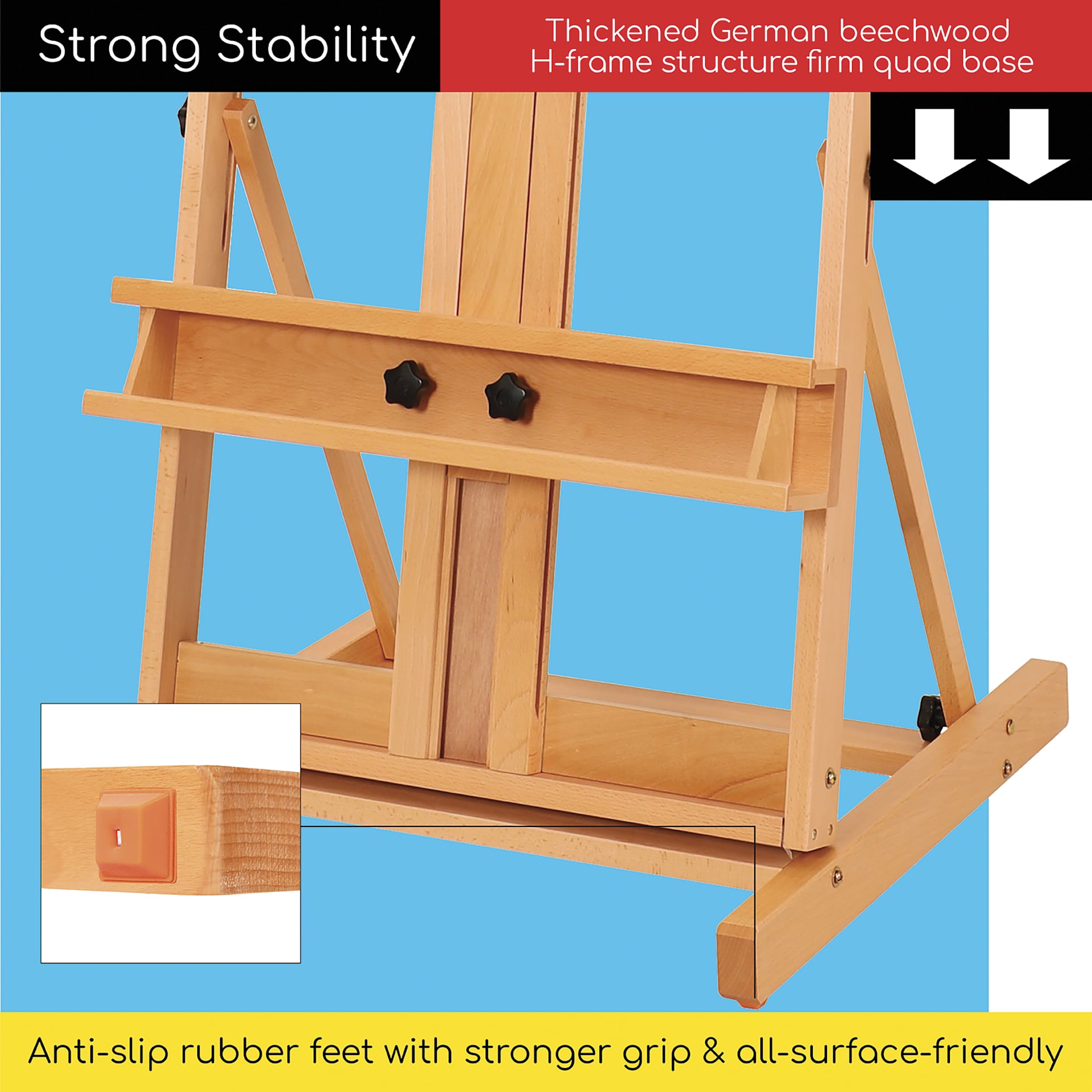 Meeden Classic Heavy Duty H-Frame Easel - 22” W x 24” D, 53" - 91" H - strong stability