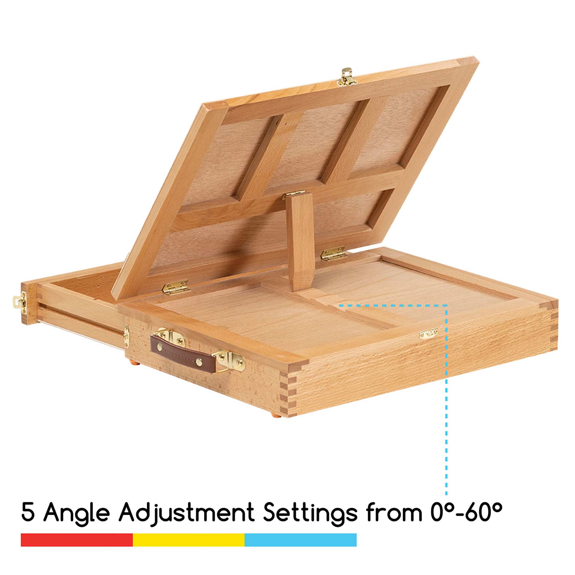 Meeden Tabletop Easel with Drawer. Five angle adjustments settings from 0°-60°.