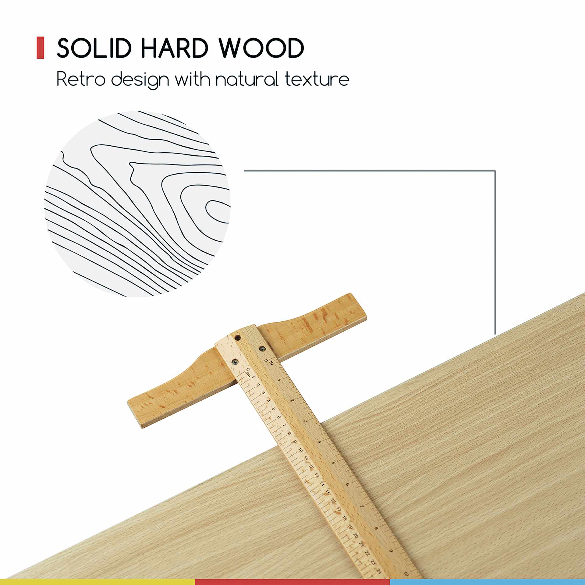 Meeden Wood Drafting Table - 35-1/2” W x 23-1/2” L - solid hard wood