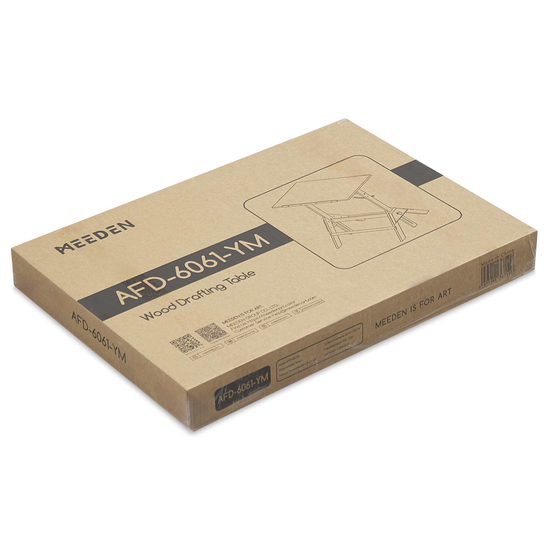 Meeden Wood Drafting Table - 35-1/2” W x 23-1/2” L - front of packaging