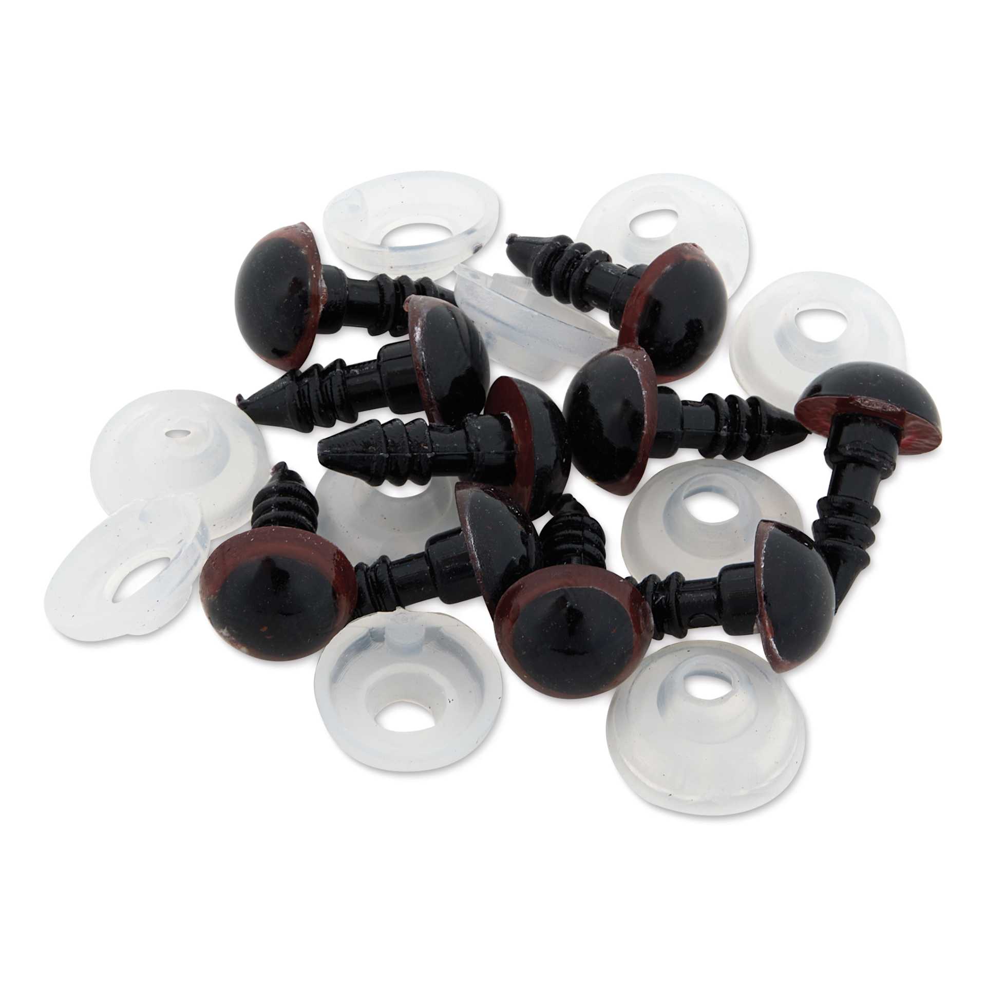 Cousin DIY Shank Back Animal Eyes - Pkg of 10, Solid Brown, 8 mm