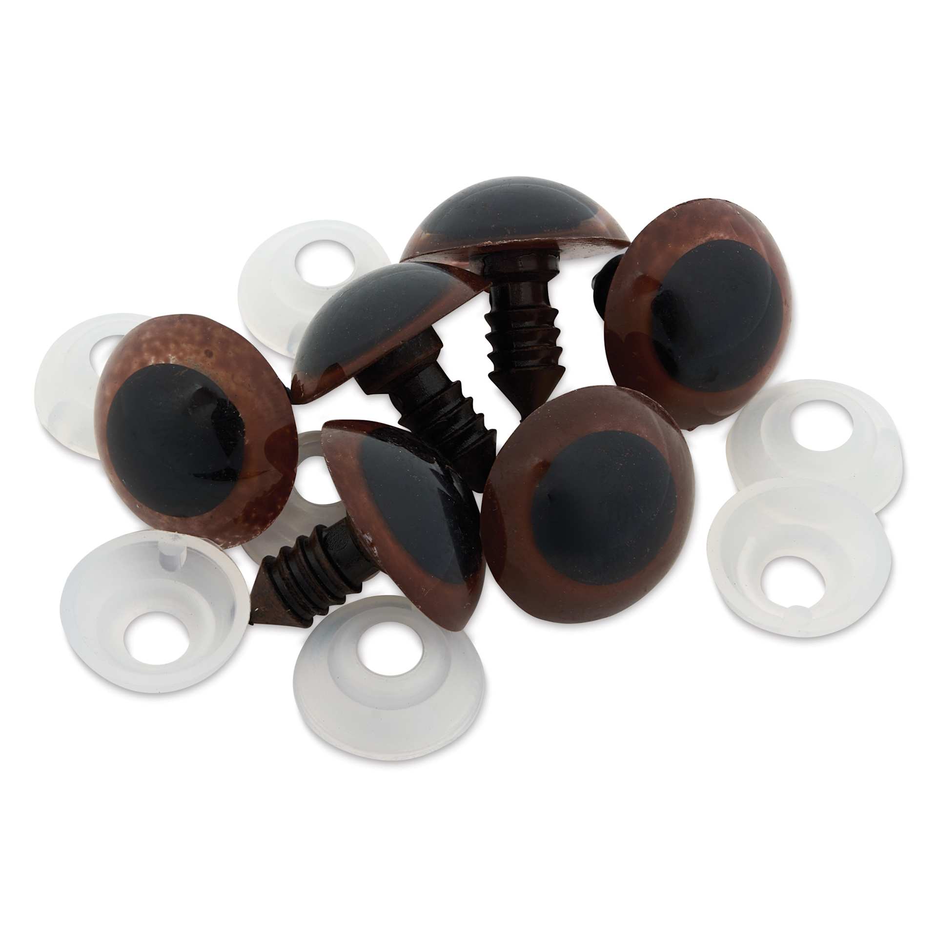 Cousin DIY Shank Back Animal Eyes - Pkg of 6, Animal Brown, 18 mm