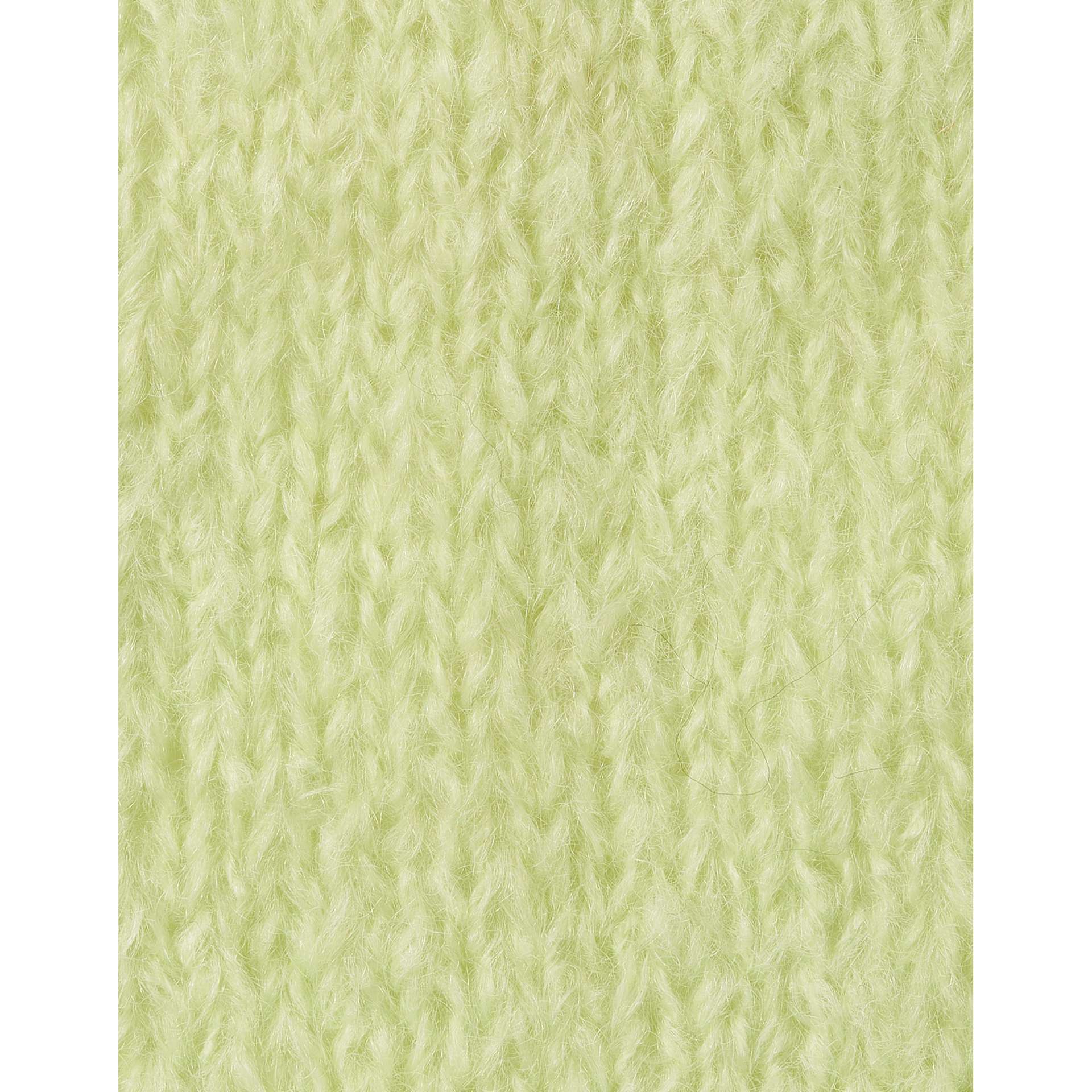Wool and the Gang Take Care Mohair Yarn - Candy Apple Green, 109 yds close up to show knitted texture