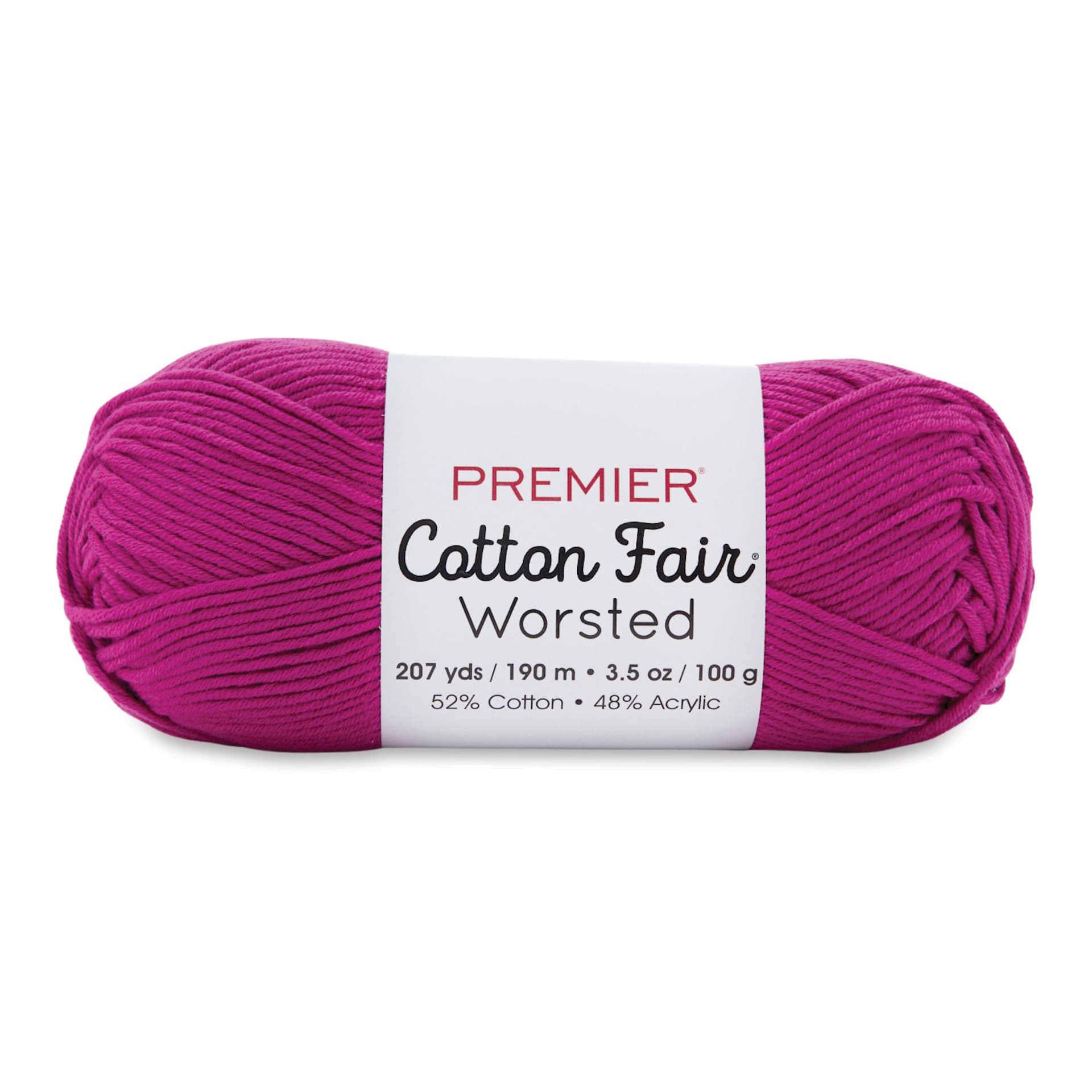 Premier Yarn Cotton Fair Worsted Yarn - Fuchsia, 207 yds