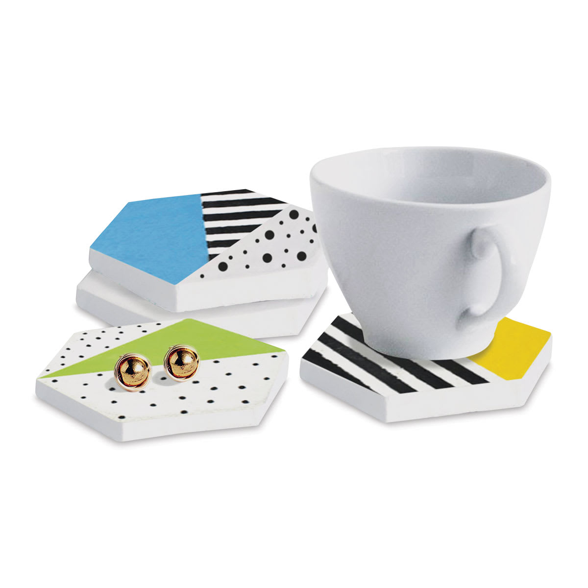 DIY Designs Cement Craft Kit - Coaster Kit (Sample Artwork, Shown with mug.)