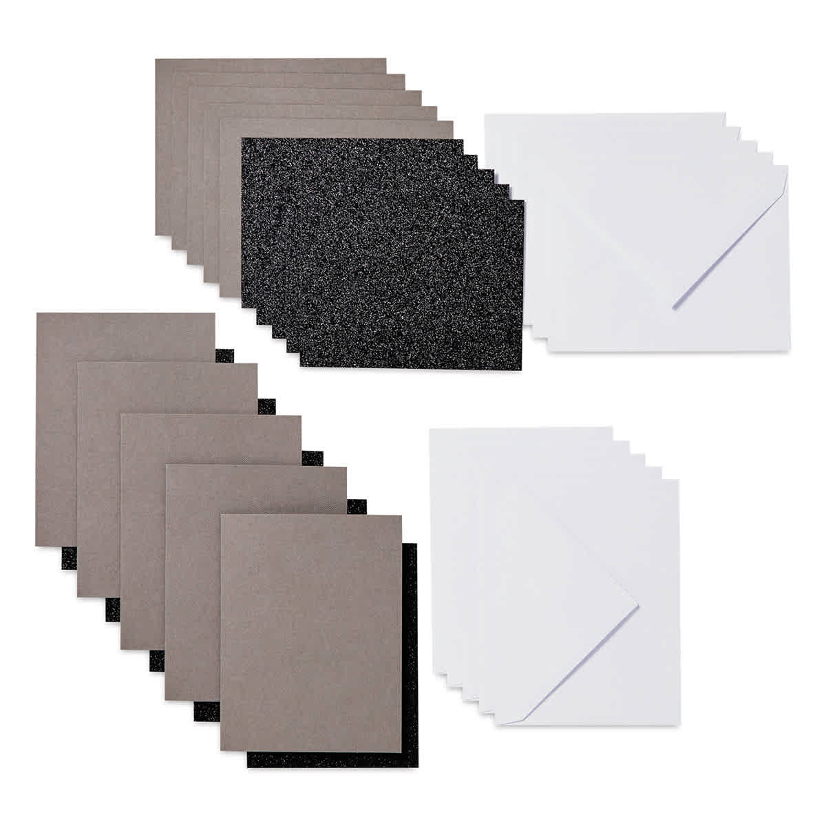 Cricut Joy Cards, Inserts, and Envelopes - Gray/Black Glitter, Package of 10 (Cards, Inserts, and Envelopes shown out of packaging)
