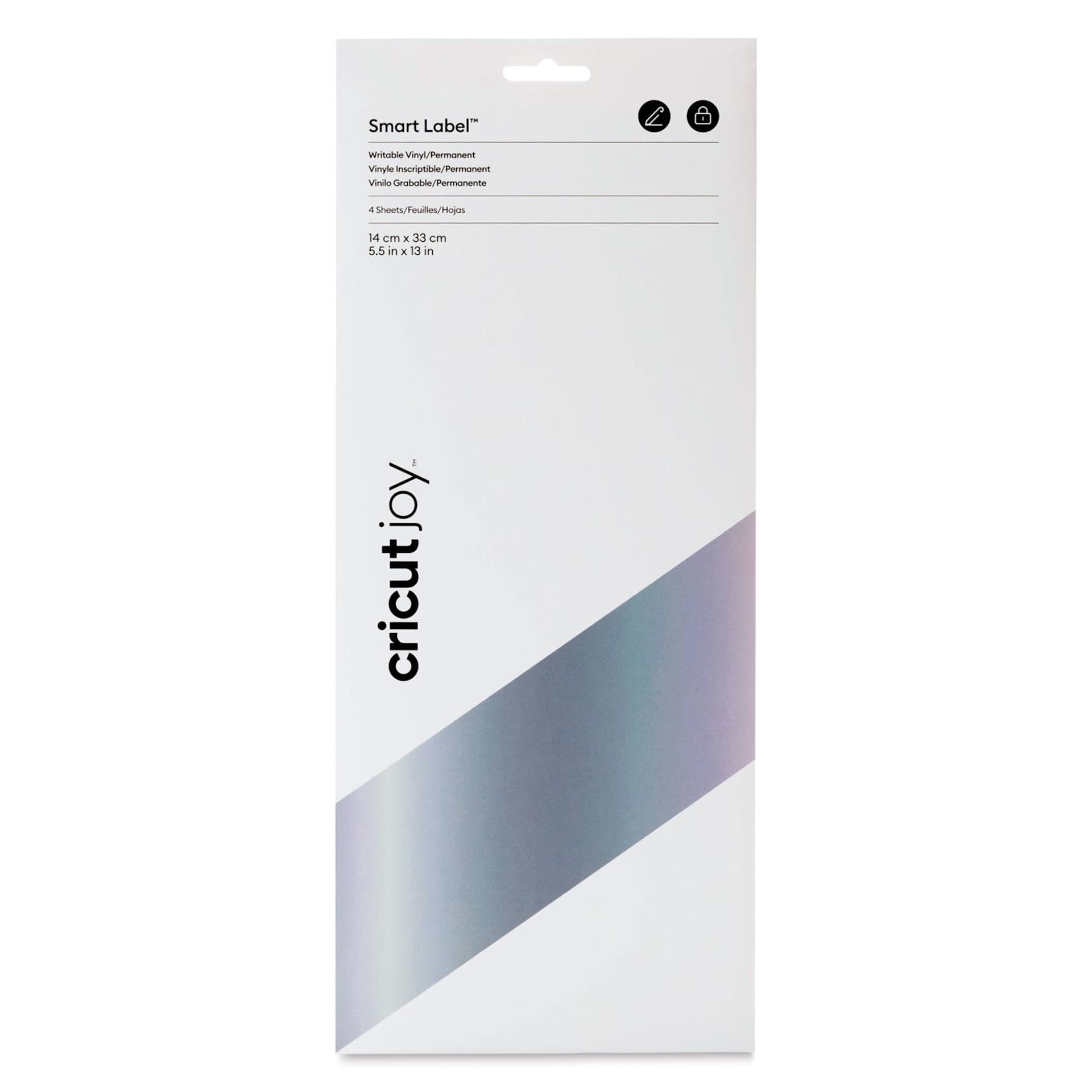 Cricut Joy Permanent Smart Label Writable Vinyl - Silver, front of the packaging