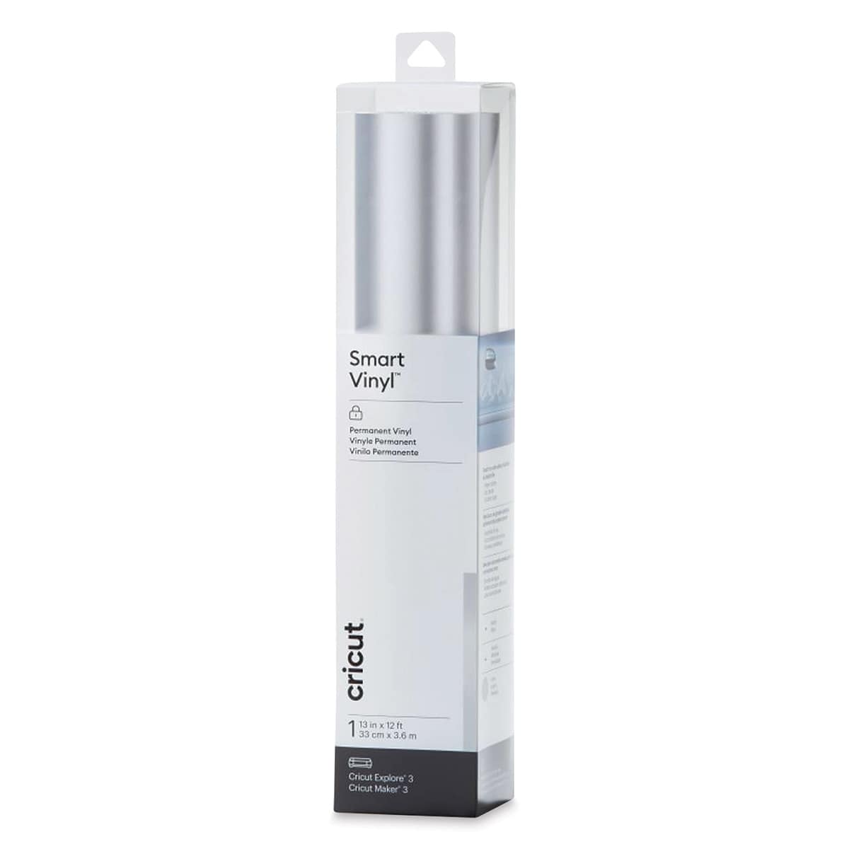 Cricut Permanent Smart Vinyl - Silver, Matte Metallic, 13" x 12 ft, Roll (In packaging)