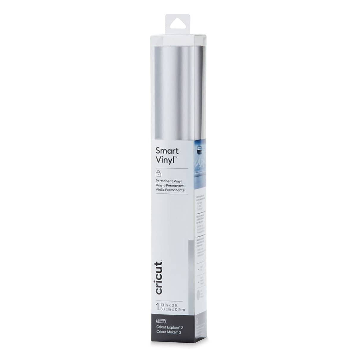 Cricut Permanent Smart Vinyl - Silver, Matte Metallic, 13" x 3 ft, Roll (In packaging)