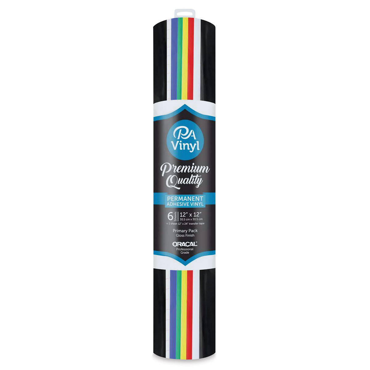 PA Vinyl Permanent Vinyl Sheets with Transfer Tape - Primary Colors, Set of 6 (In packaging)