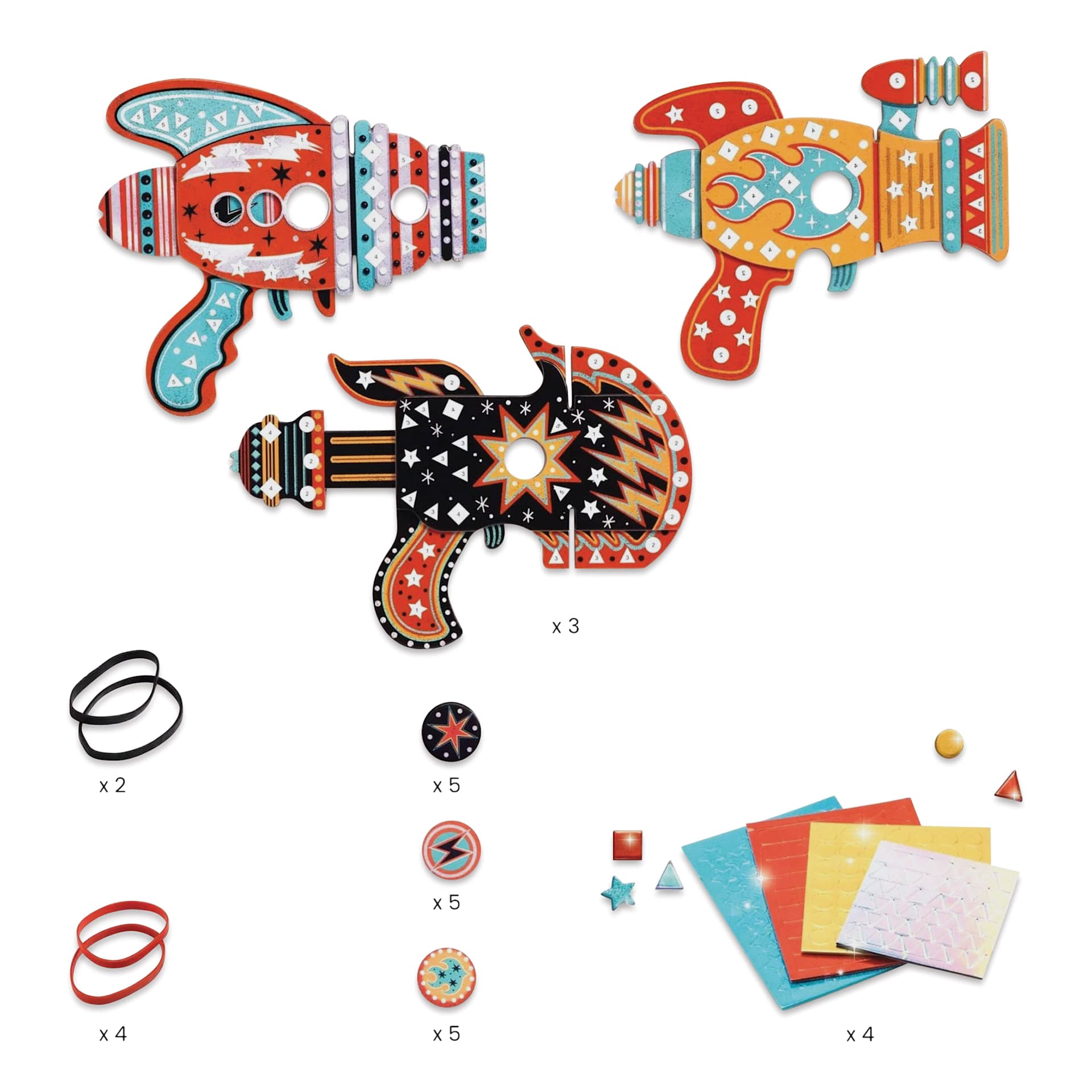 Djeco Do It Yourself Kosmik Token Launchers Kit - contents
