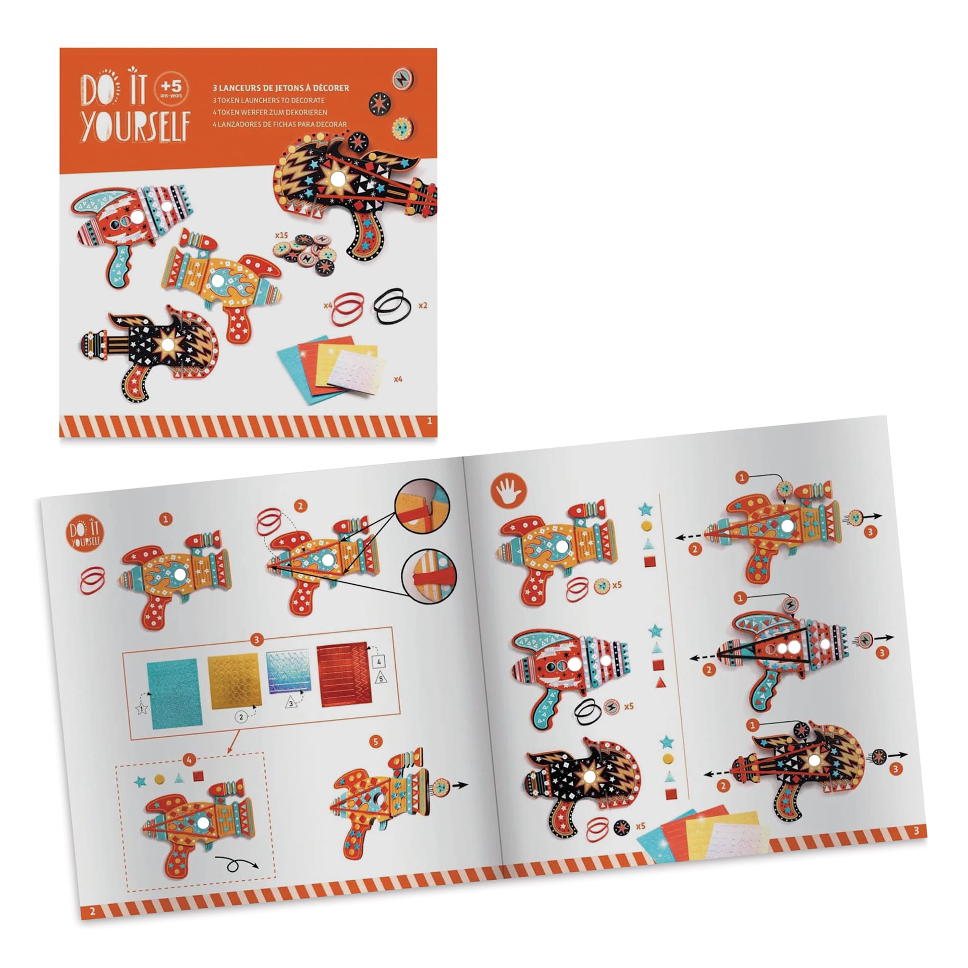 Djeco Do It Yourself Kosmik Token Launchers Kit - instruction booklet