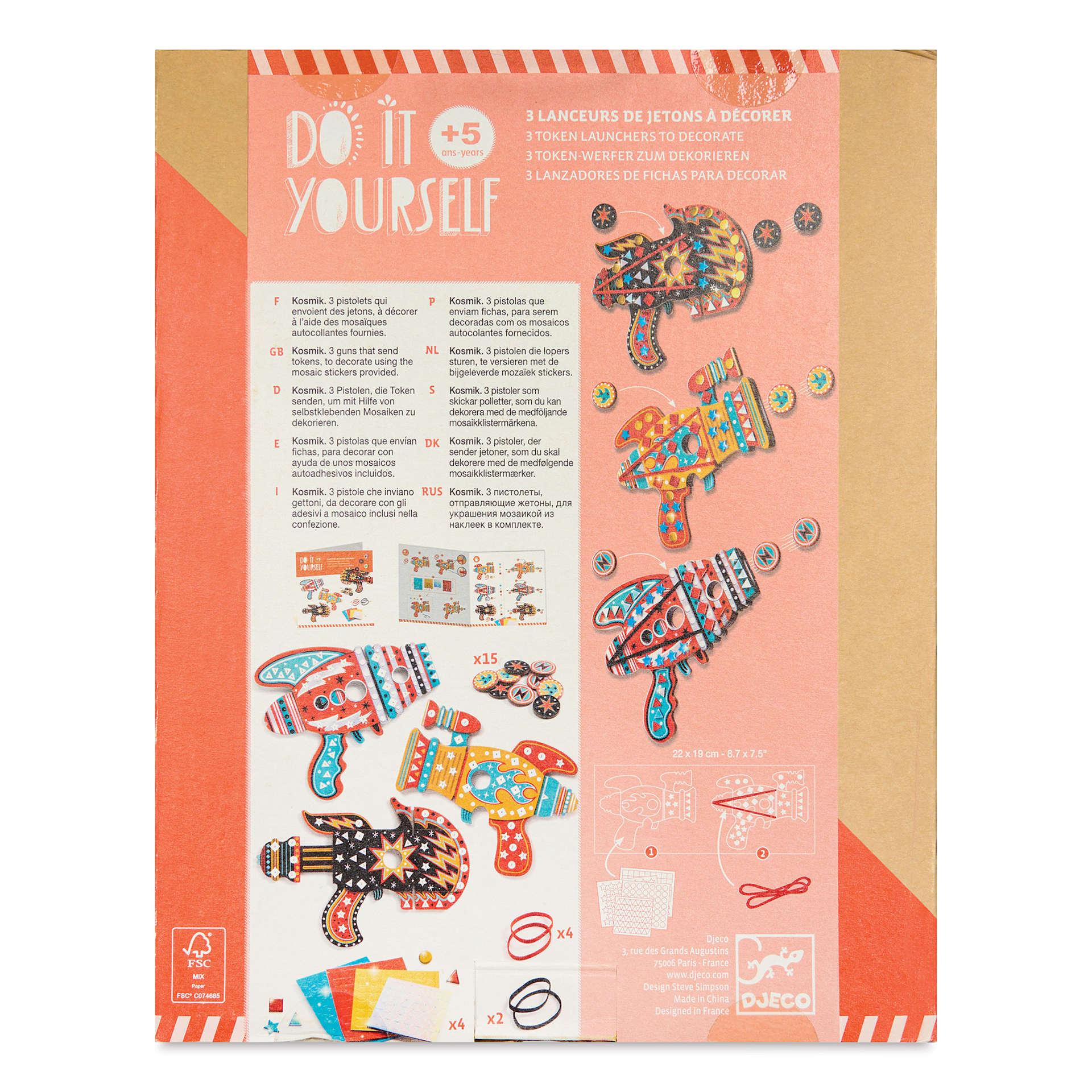 Djeco Do It Yourself Kosmik Token Launchers Kit - back of packaging