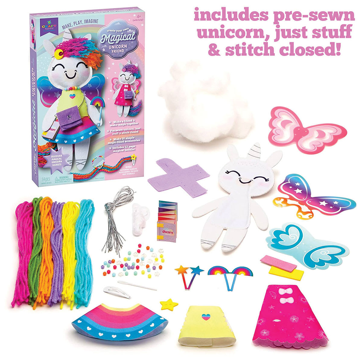 Craft-tastic Create Your Own Magical Unicorn Friend Kit, Contents With Box 

