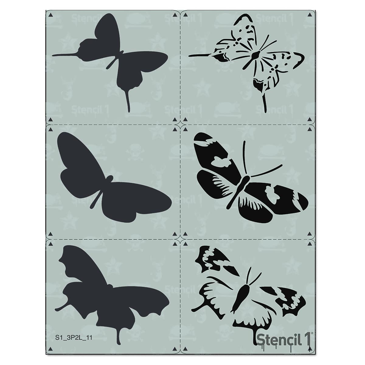 Stencil1 Multi-Layer Stencil, Butterflies, Pkg of 3, 2 Layer
