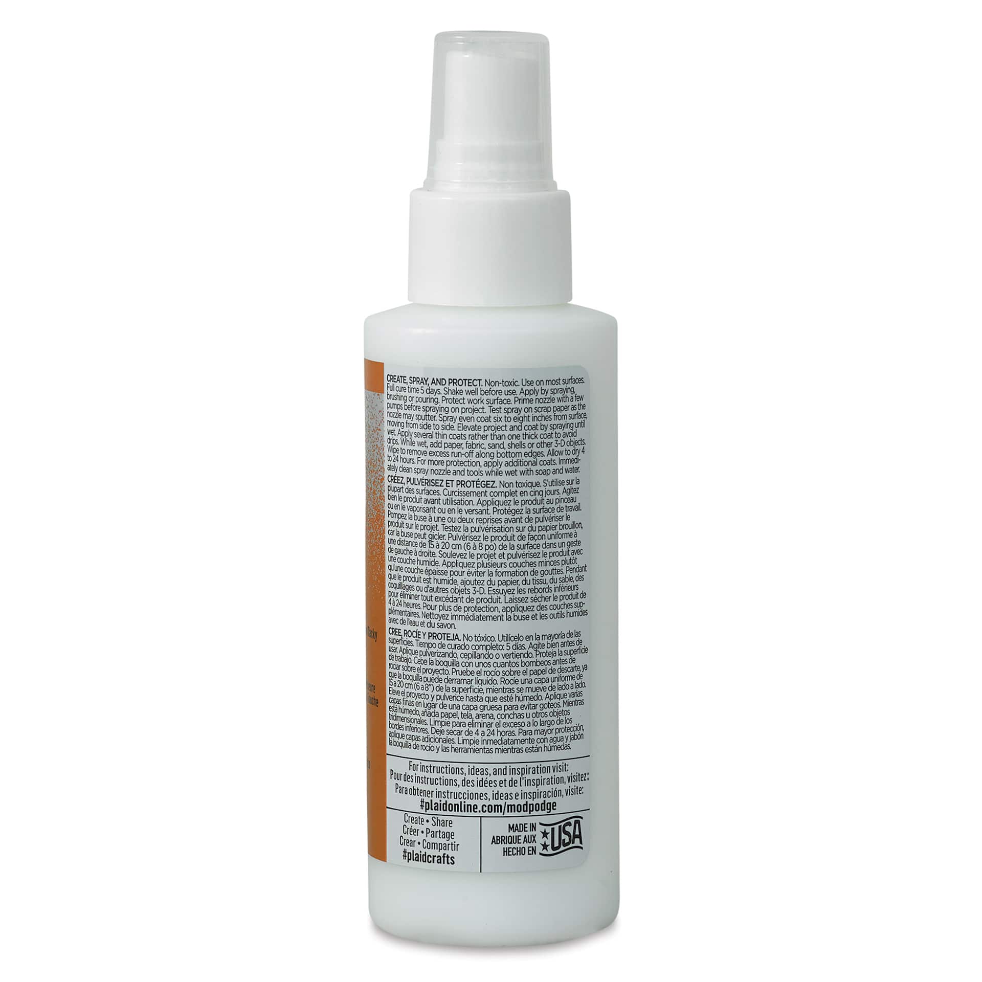 Mod Podge Ultra Spray Glue - Satin, 4 oz (Back of bottle)