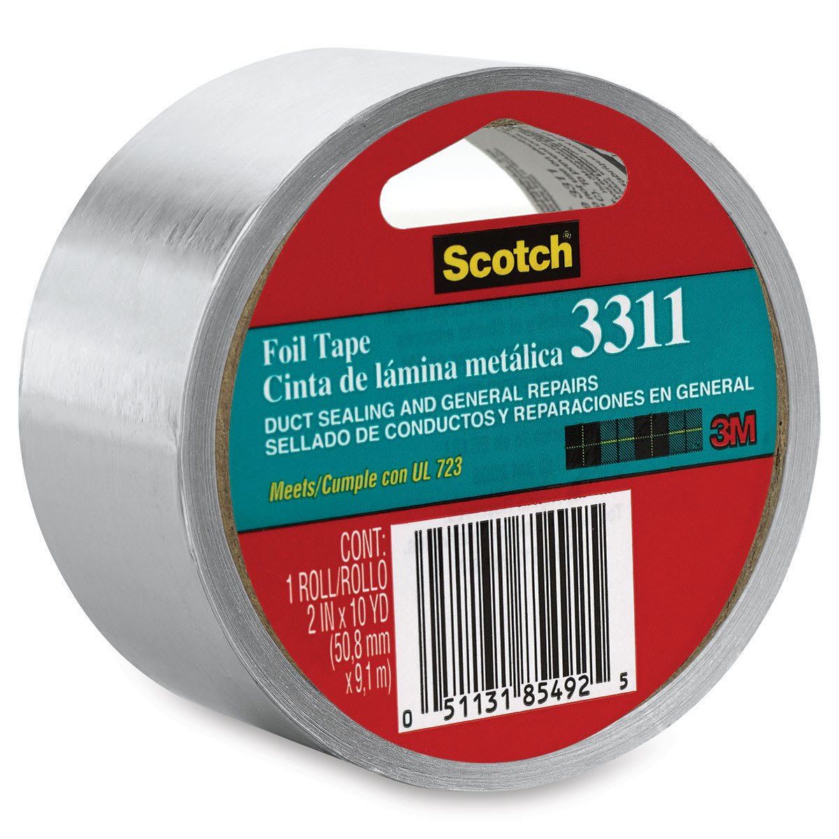 Scotch Foil Tape - 2" x 10 yd, Roll, In Package