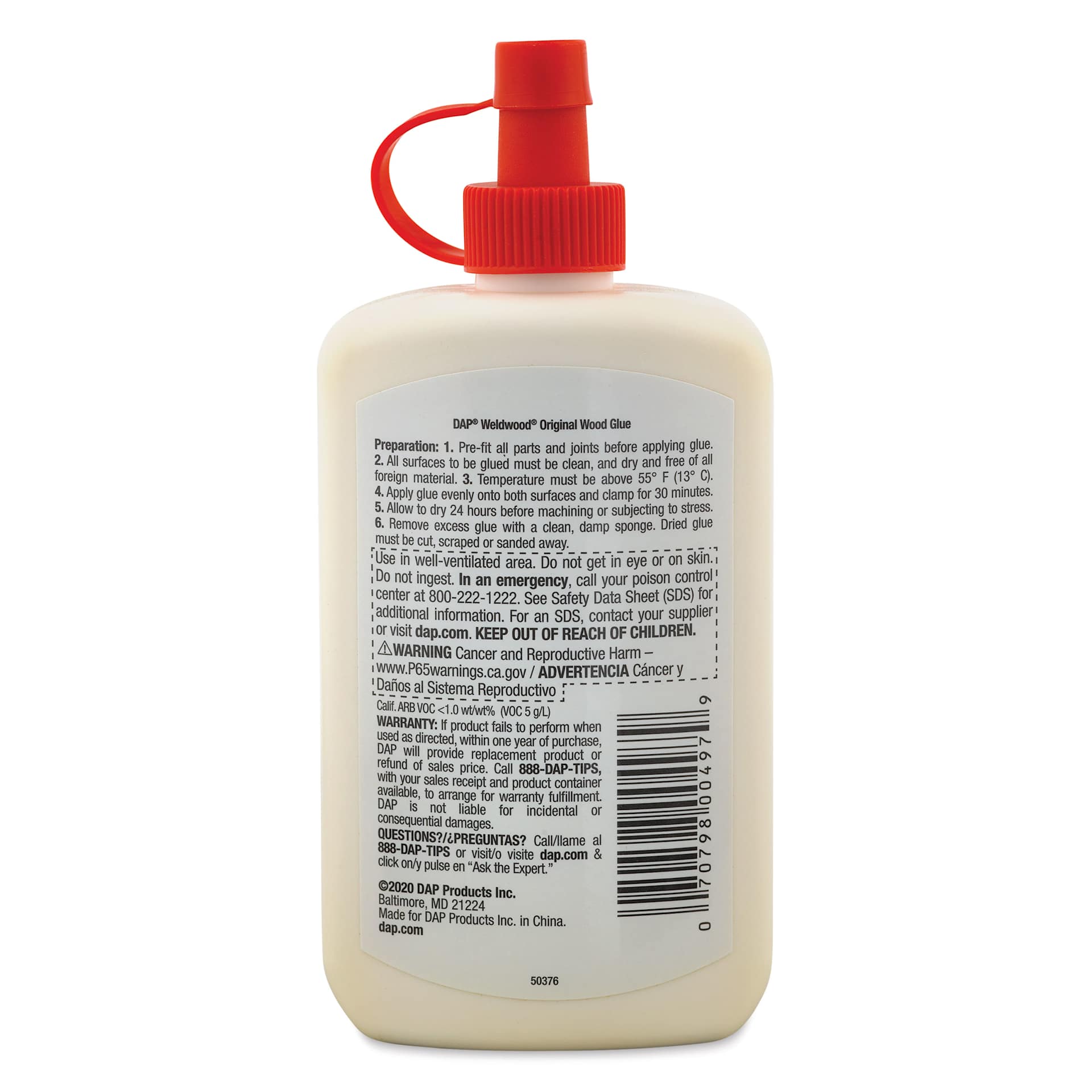 DAP Weldwood Original Wood Glue - 8 oz - back