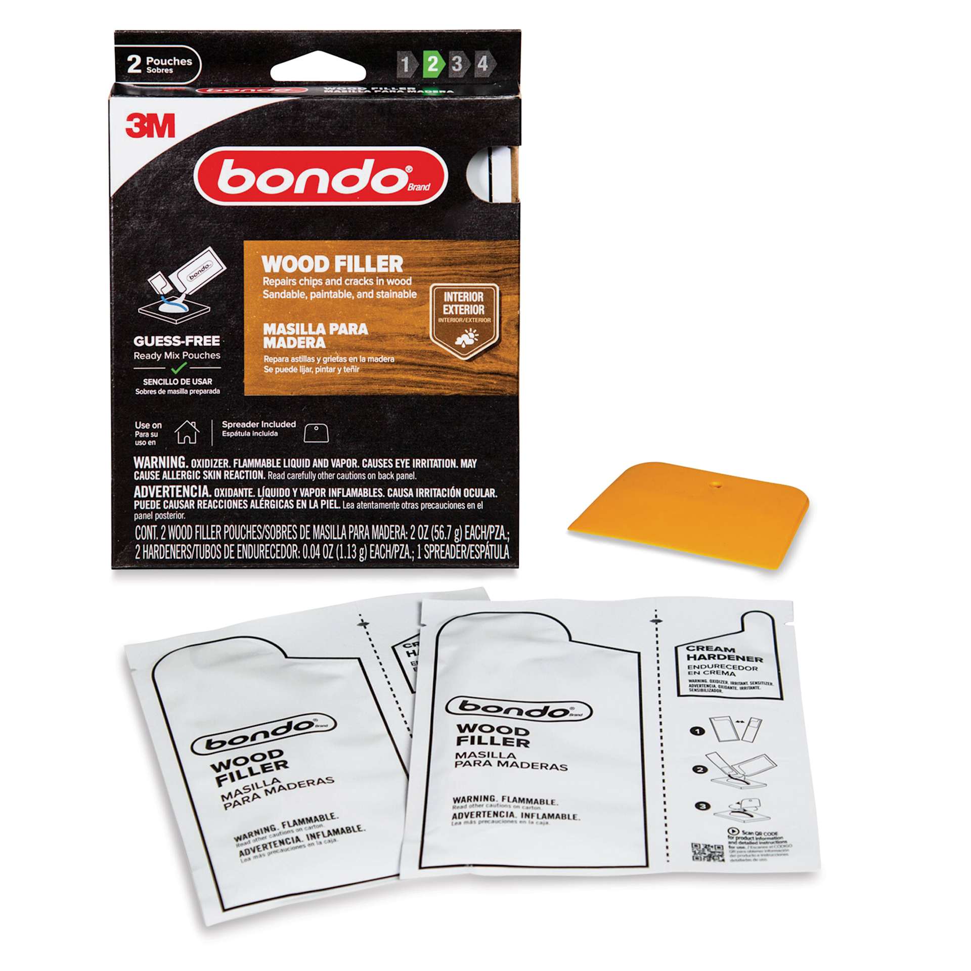 Bondo Wood Filler Ready Mix Pouches - Pkg of 2, 2 oz contents