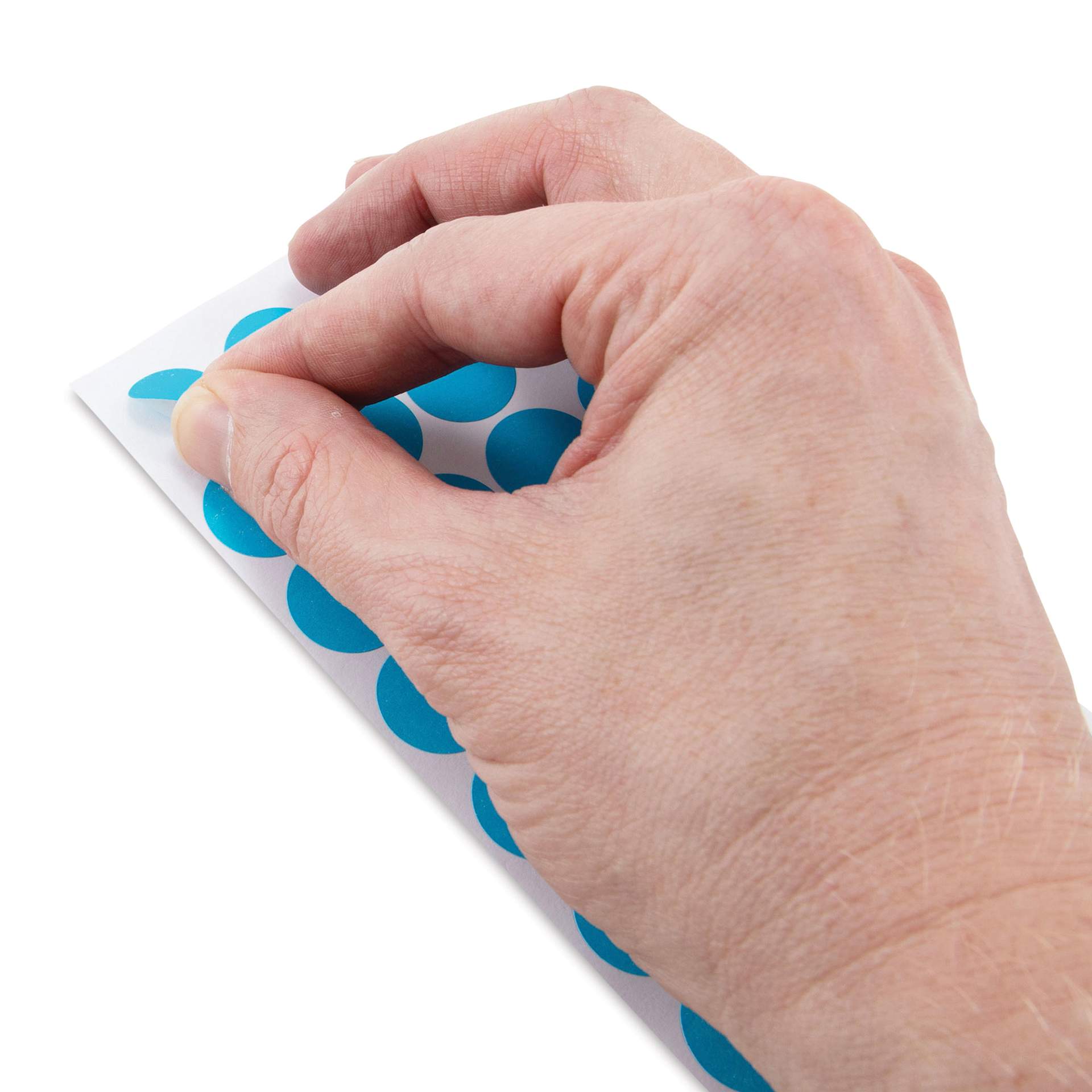 Charles Leonard Color Coding Labels - Pkg of 1000, Blue, 3/4" being peeled