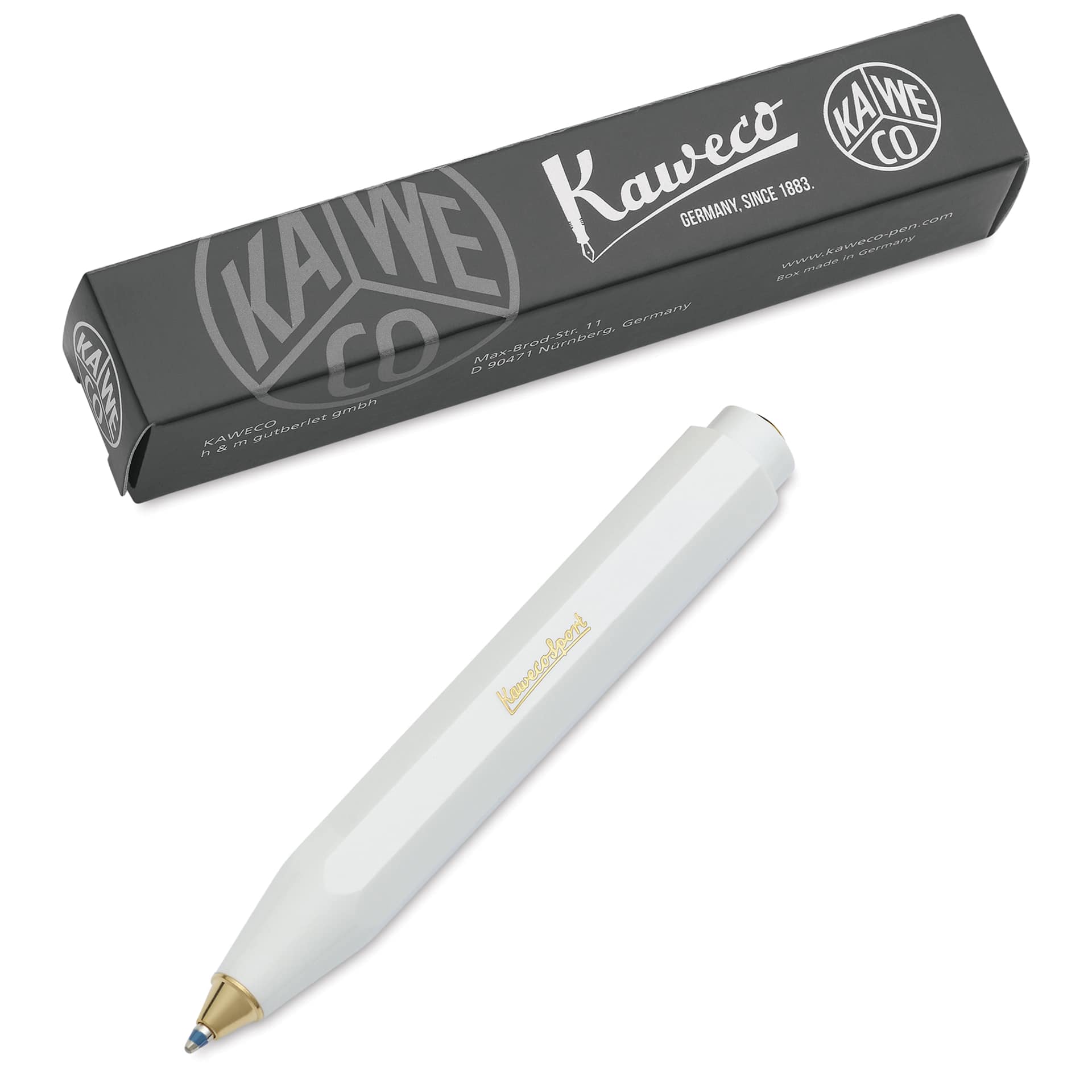 Kaweco Classic Sport Ballpoint Pen - White, Blue Ink - pen of packaging