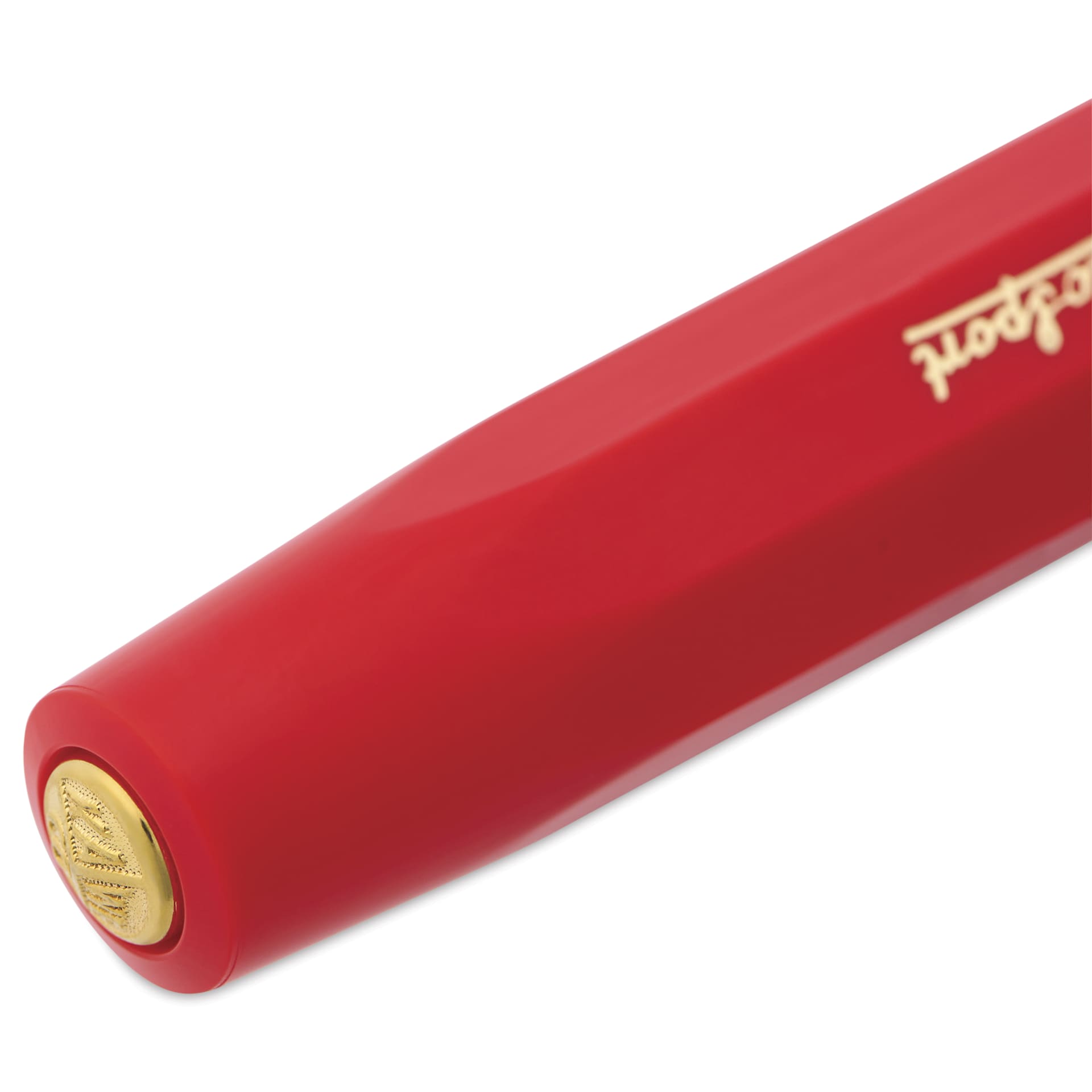 Kaweco Classic Sport Fountain Pen - Red, Broad, close-up of the brand's seal 
