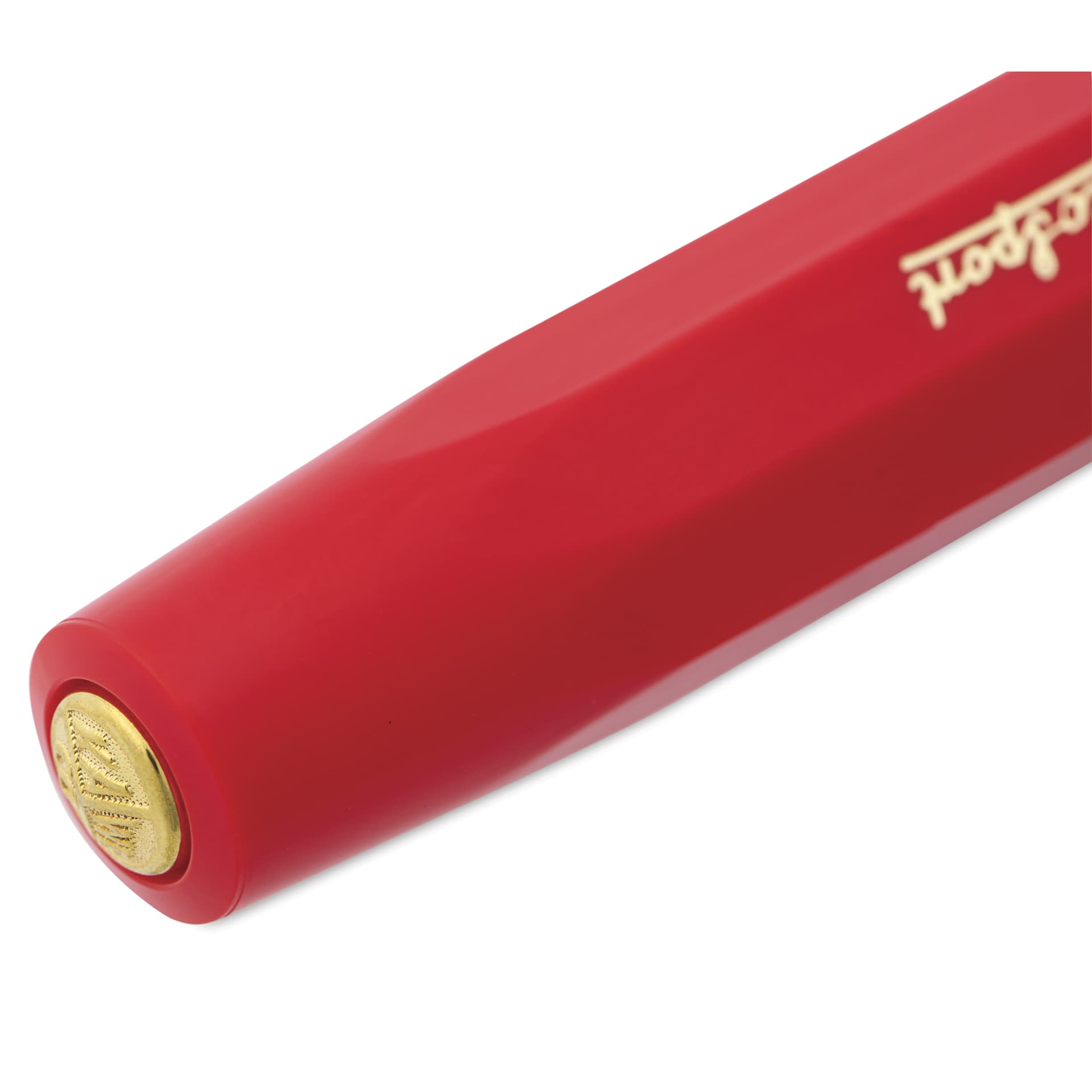 Kaweco Classic Sport Fountain Pen - Red, Medium. close-up of the brand's seal on the cap
