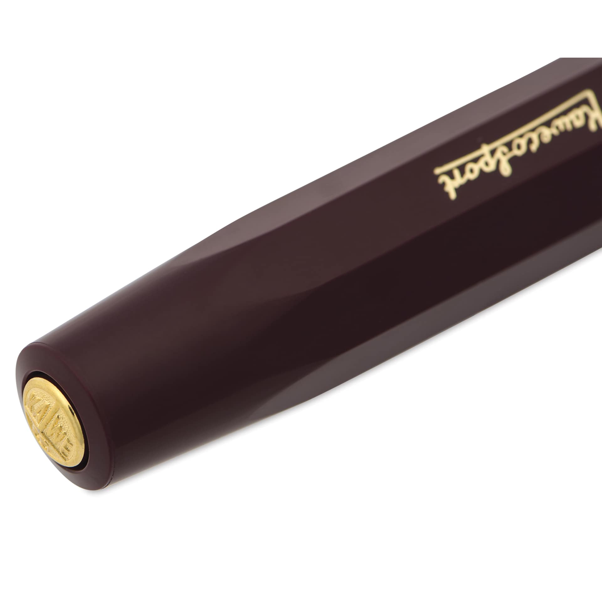 Kaweco Classic Sport Fountain Pen - Bordeaux, Extra-Broad, close-up of the brand's seal