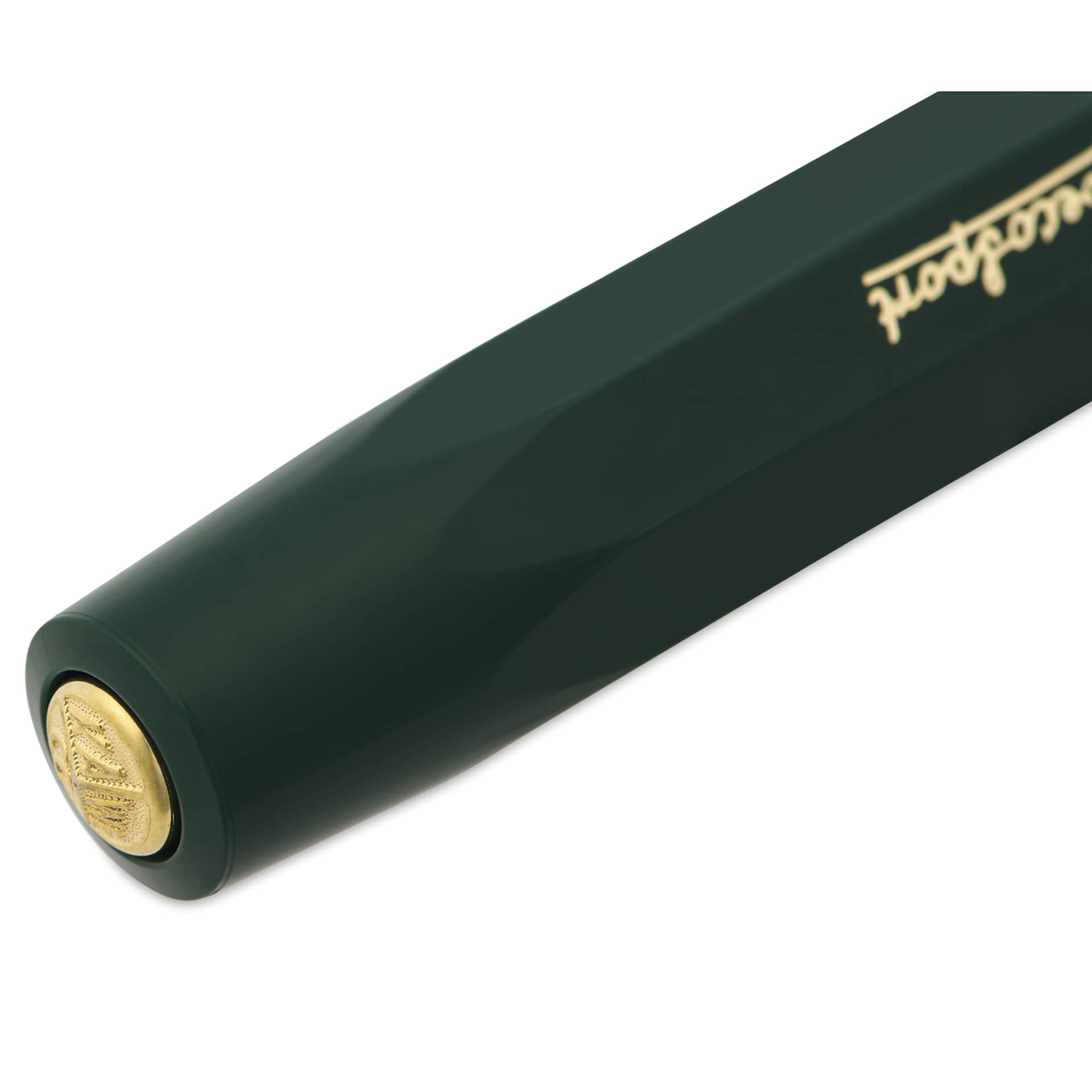 Kaweco Classic Sport Fountain Pen - Green, Extra-Fine, close-up of the brand's seal on cap