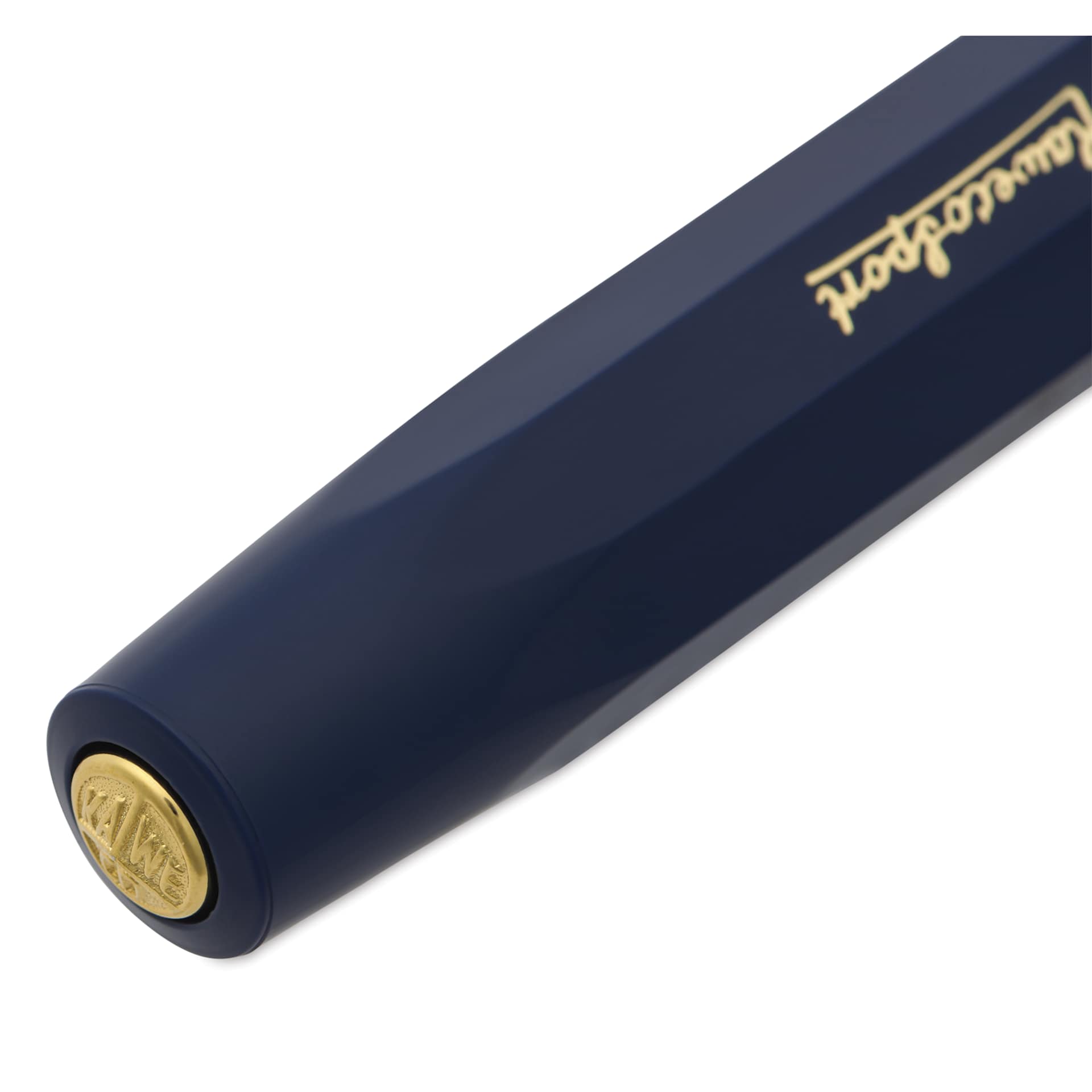 Kaweco Classic Sport Rollerball Pen - Navy, close-up of the brand's seal on the cap