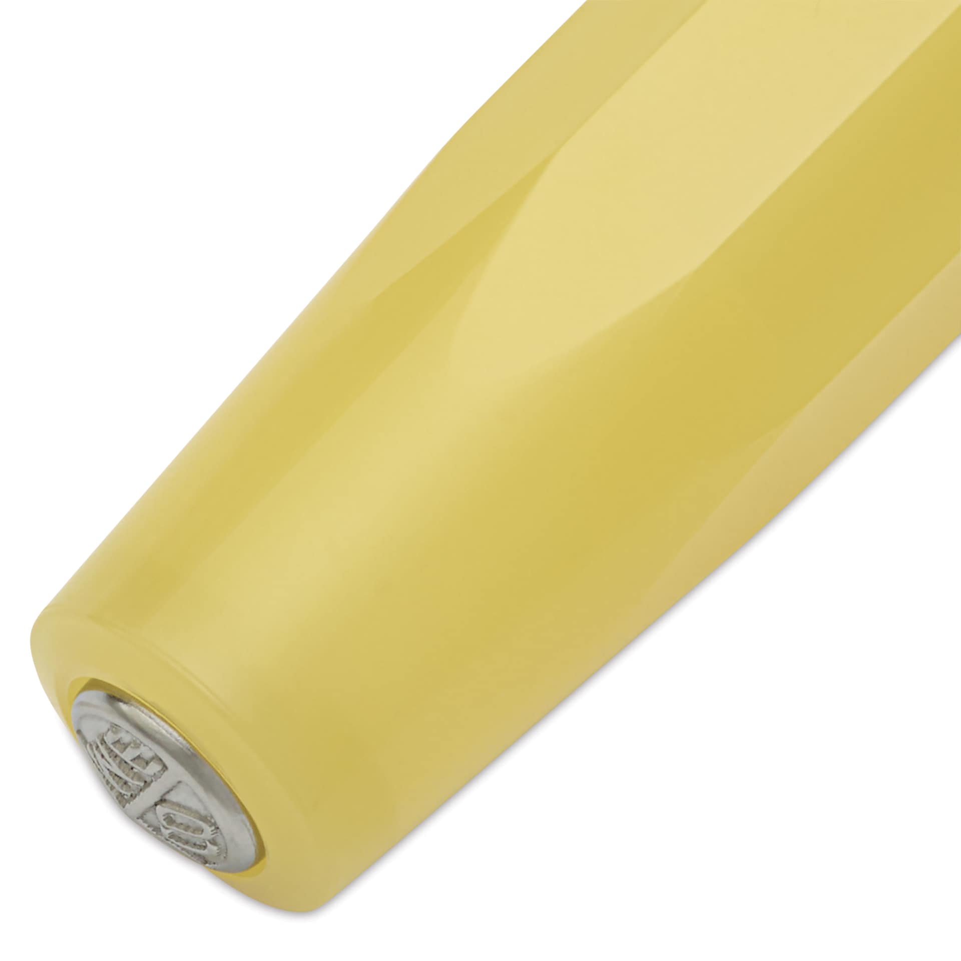Kaweco Frosted Sport Fountain Pen - Sweet Banana, Medium, close-up of the brand's seal on cap