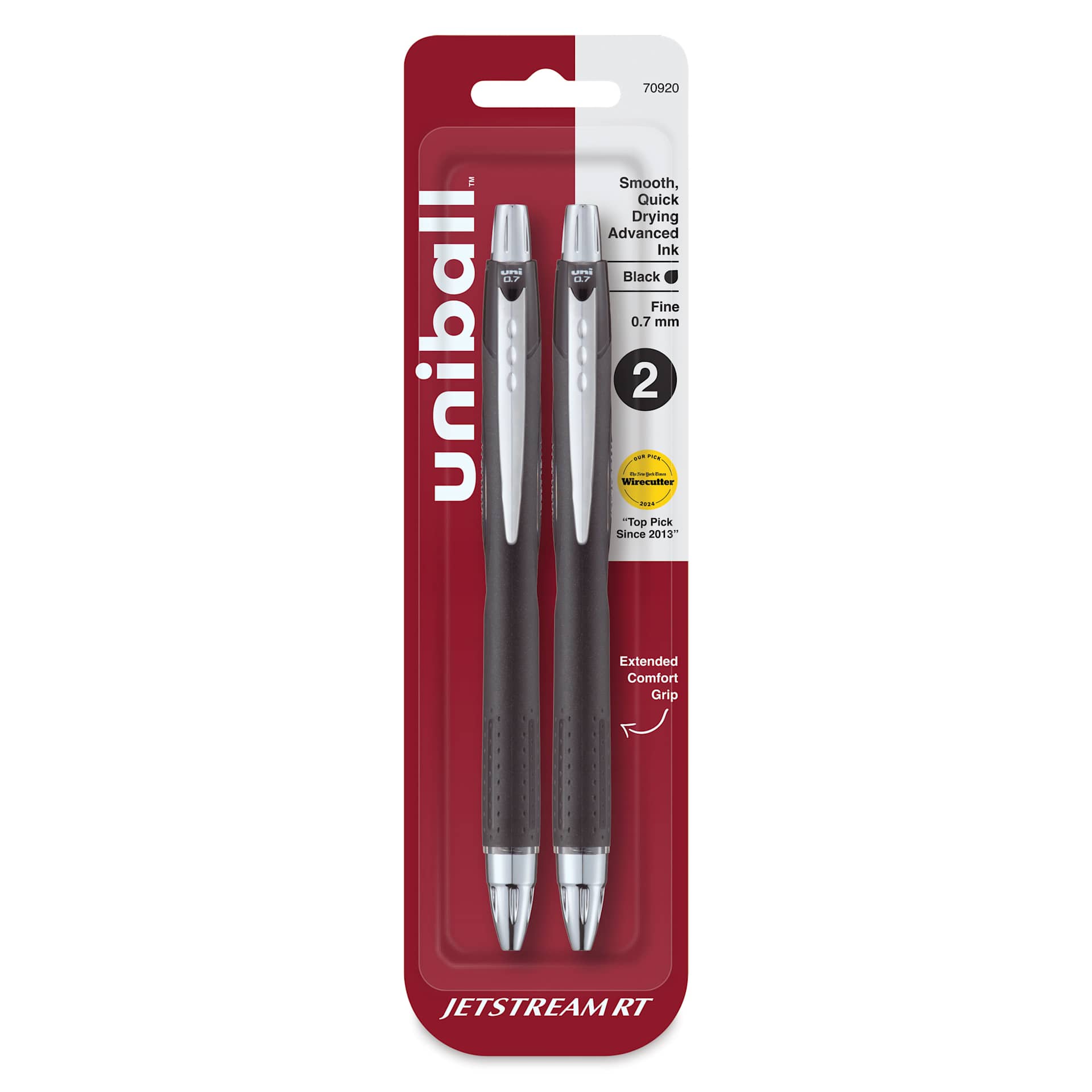 Uni-Ball Jetstream RT Retractable Ballpoint Pens - Black, 0.7 mm, Set of 2, front of packaging