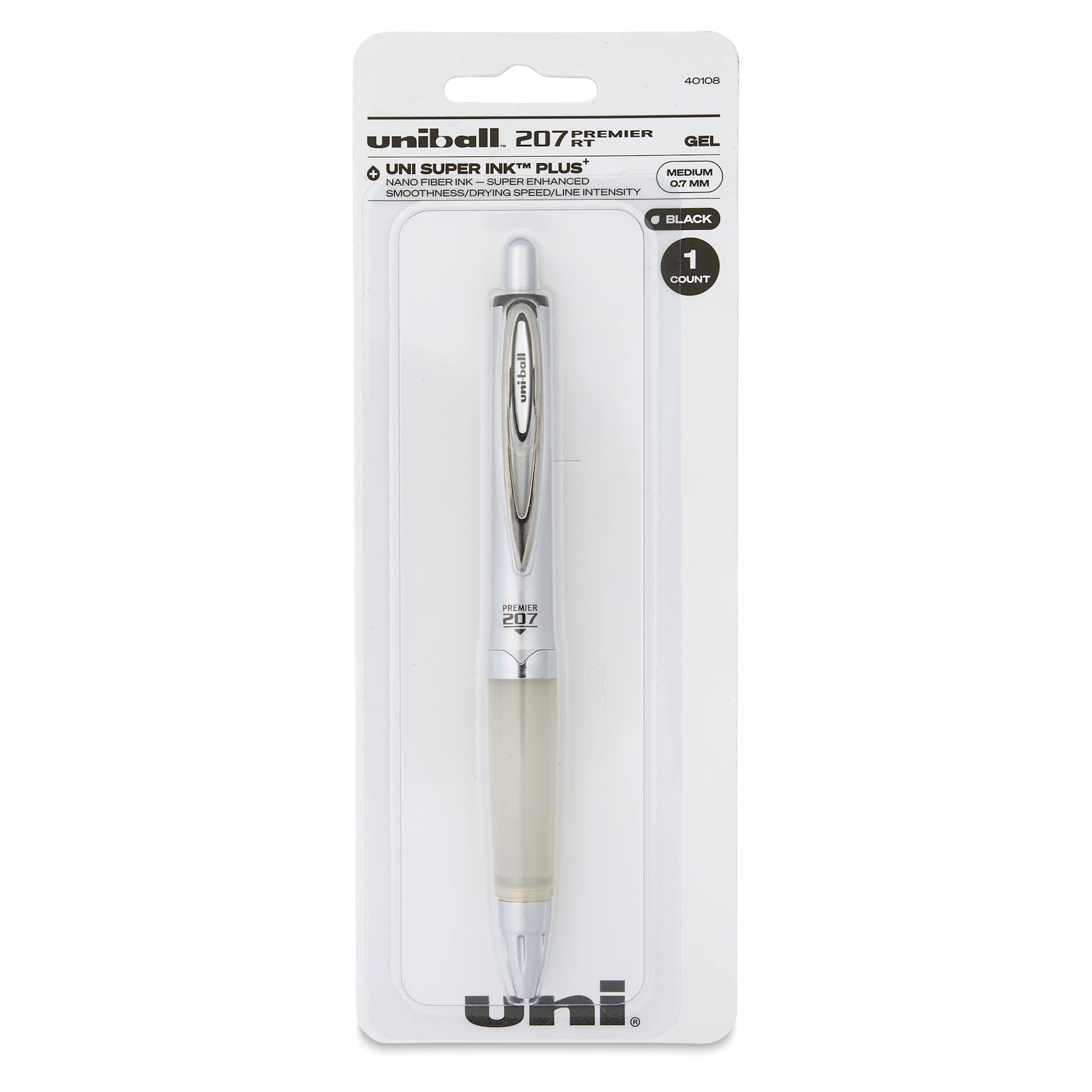 Uni-Ball Signo 207 Premier Retractable Rollerball Gel Pen - Medium Tip, front of the packaging