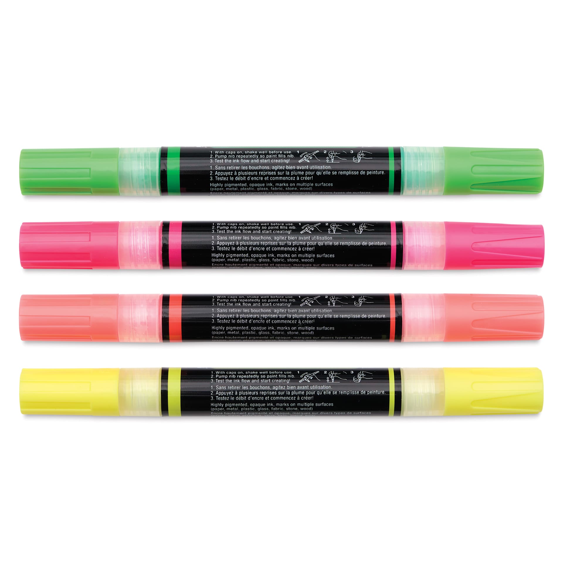 Faber-Castell Black Edition Twin Acrylic Marker - Neon Colors, Set of 4, cap on