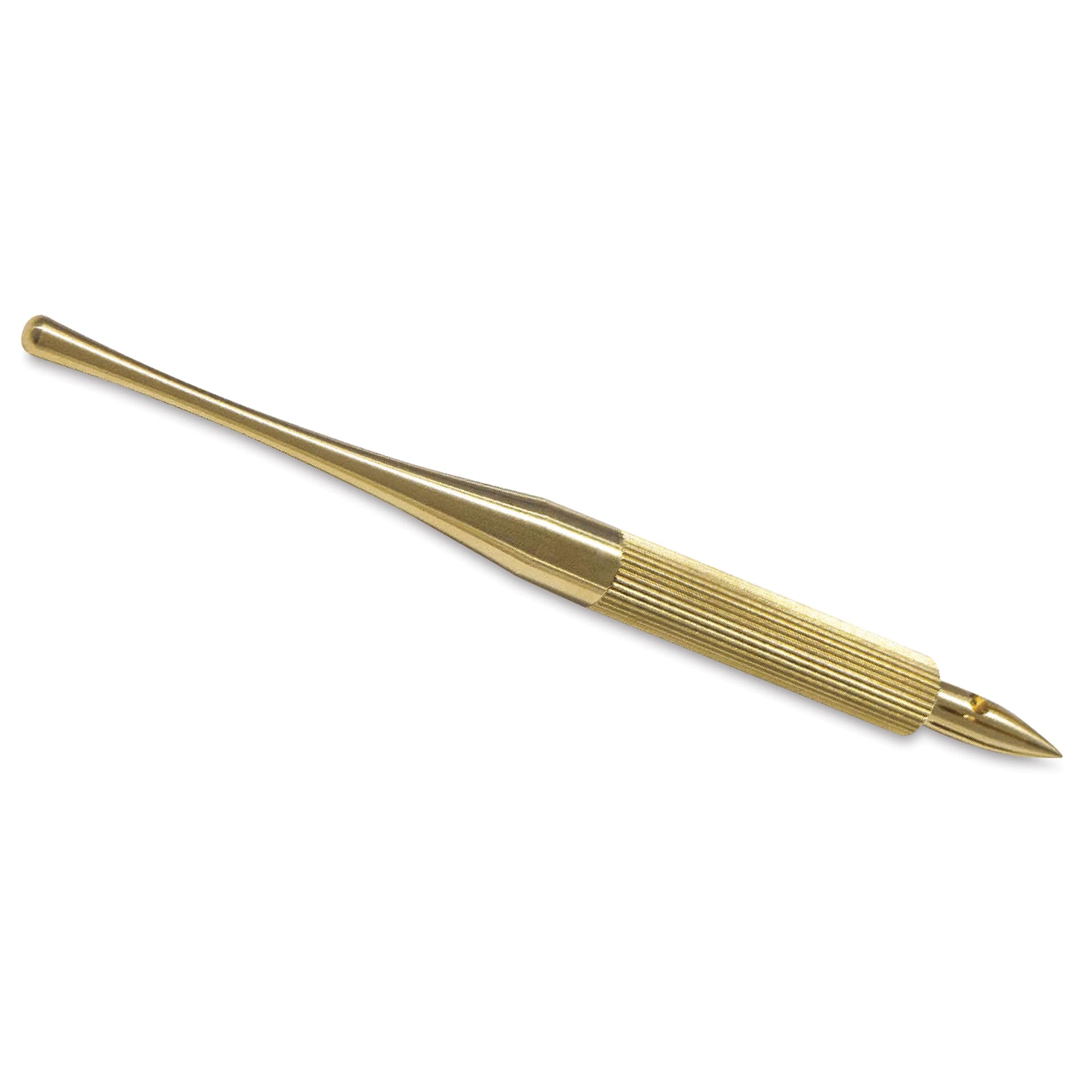 Colorverse Shuttle Nib Holder - Brass, Short, with nib inserted (not included)