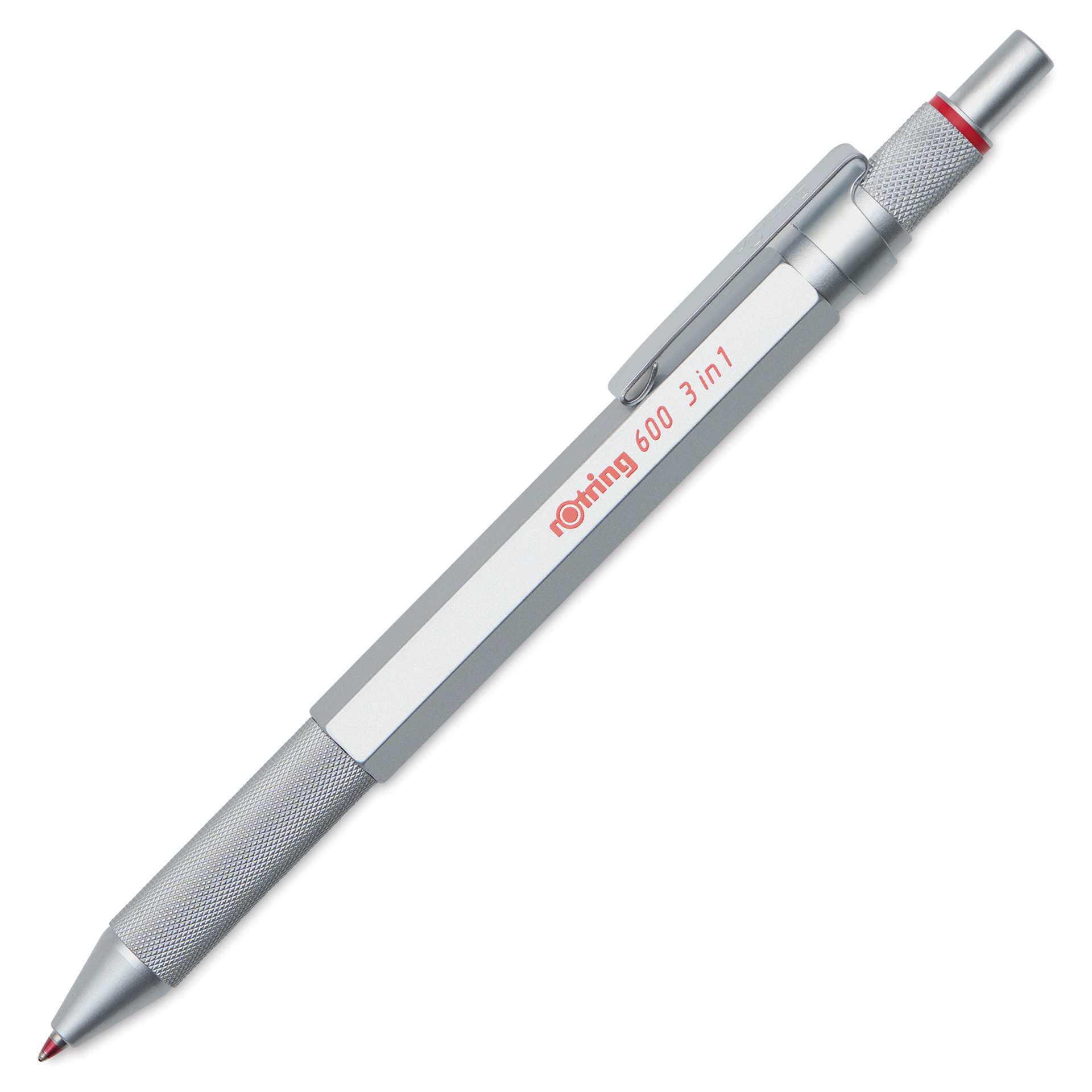 Rotring 600 3-in-1 Multicolor Ballpoint Pen and Mechanical Pencil - Silver
