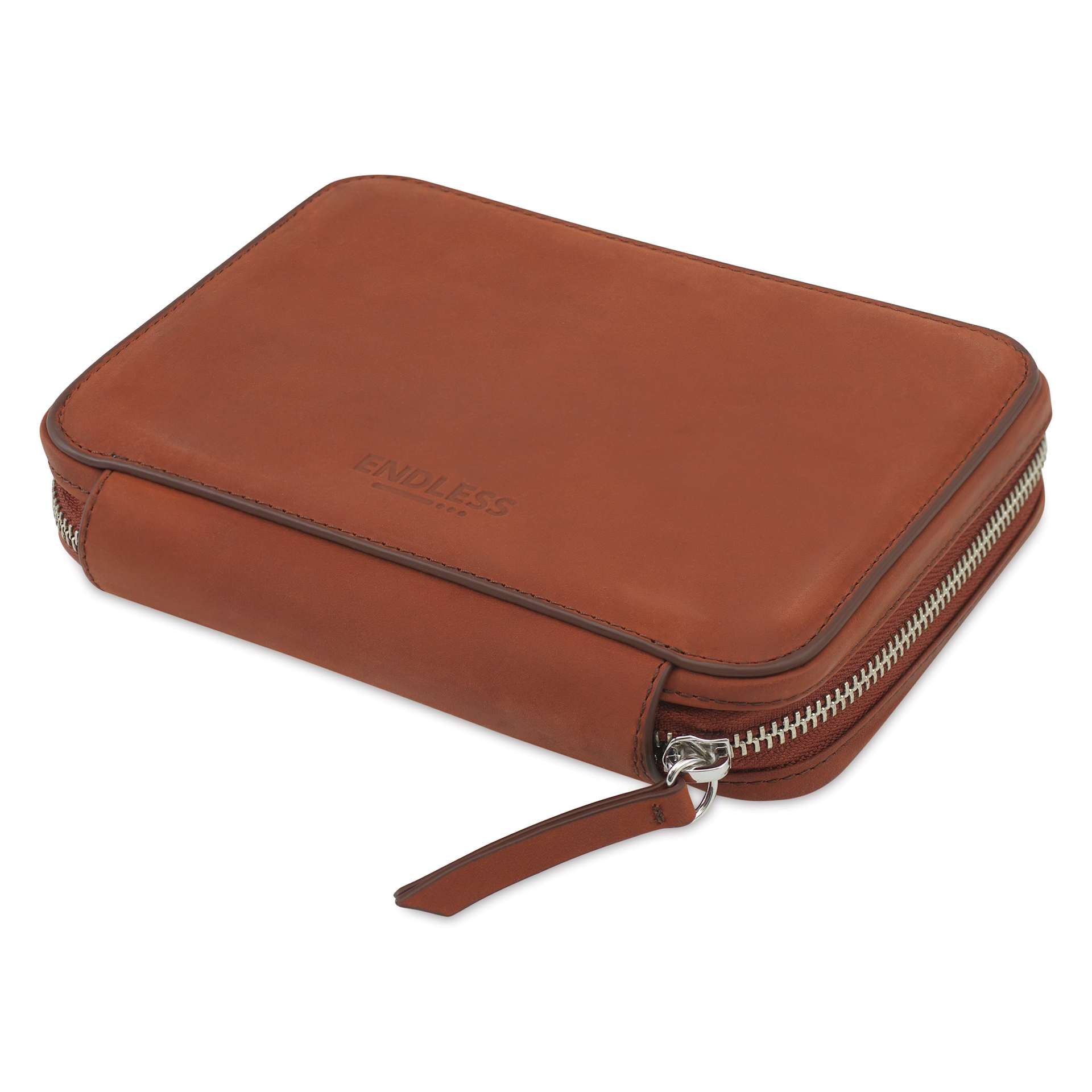 Endless Companion 10 Pen Pouch - Brown, pen case closed laid flat