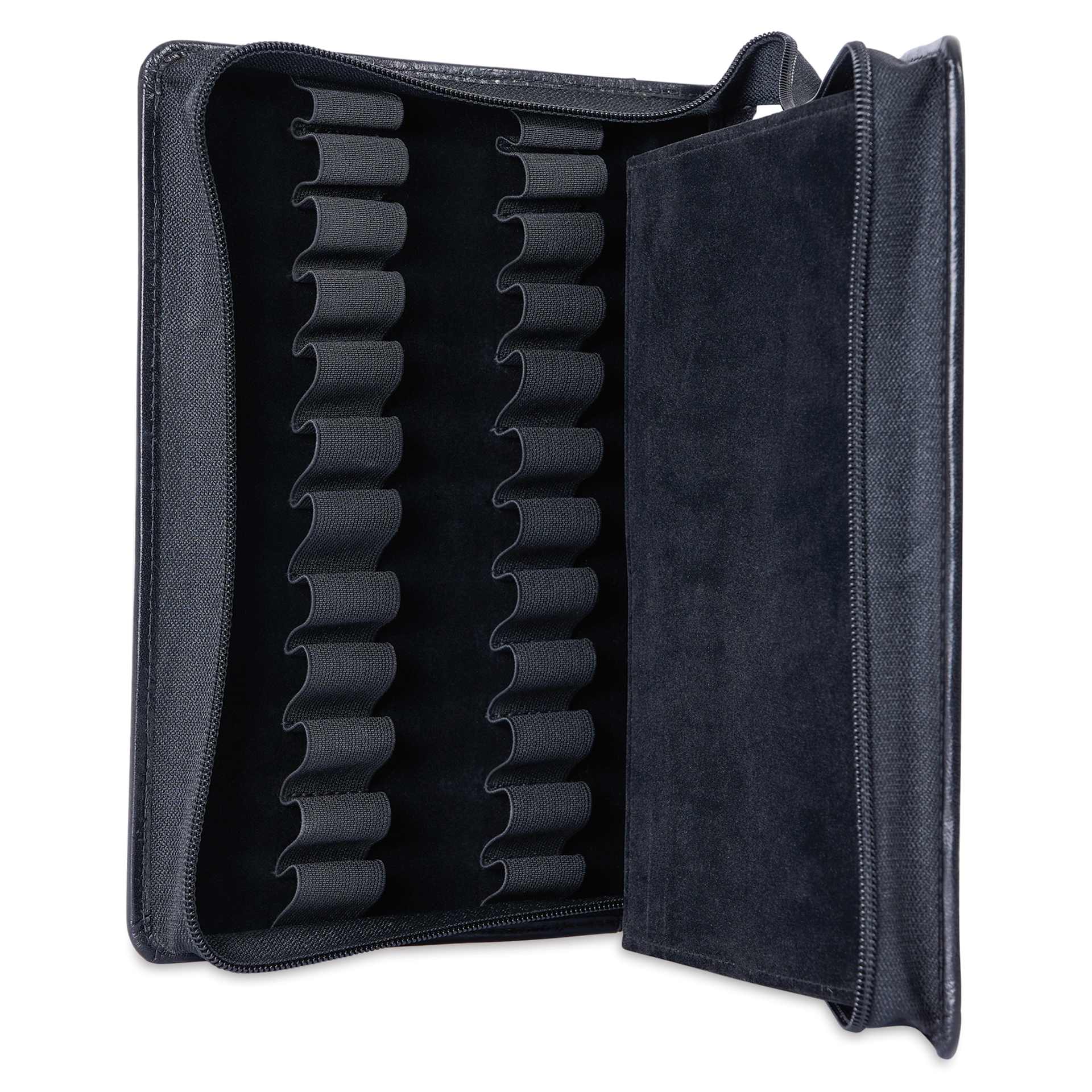 Girologio 24 Pen Leather Zip Case - Black, 7.1" x 8.9"