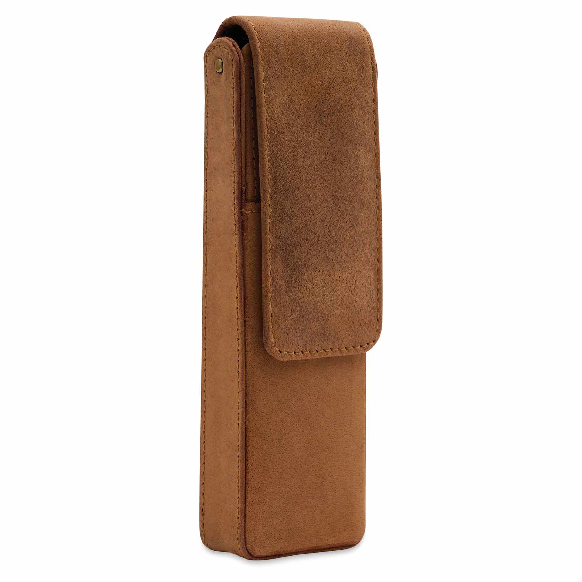 Girologio 2 Leather Pen Case - Saddle Tan, side of the case