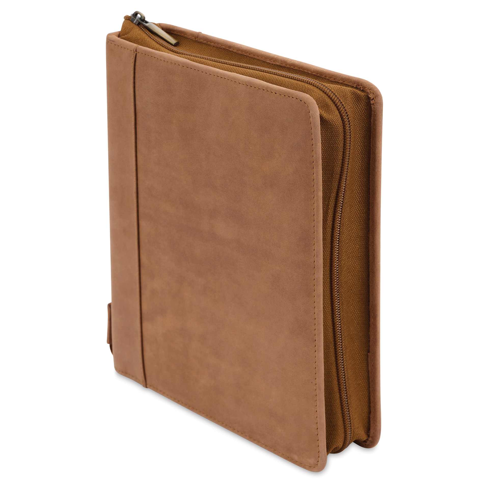 Girologio 24 Pen Leather Zip Case - Saddle Tan, 7.1" x 8.9"