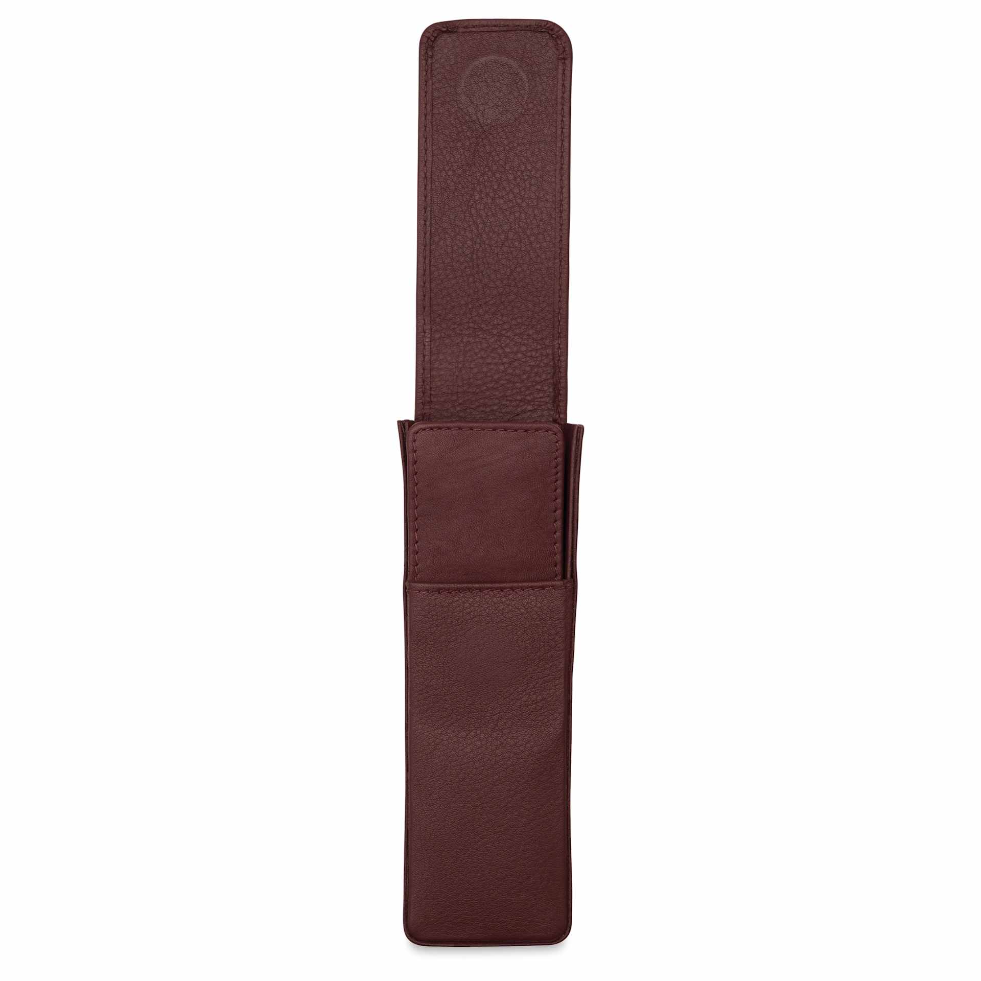 Girologio 2 Leather Pen Case - Antique Brown, magnetic flap raised