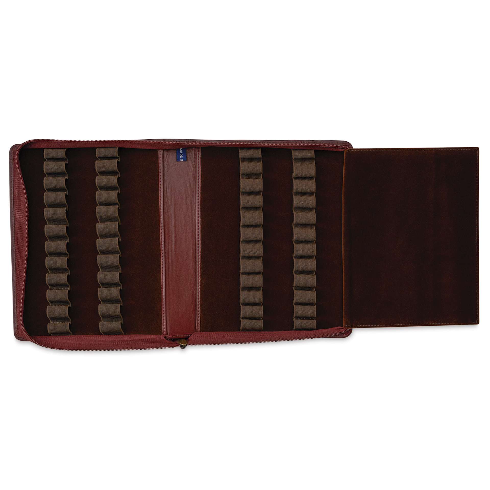 Girologio 24 Pen Leather Zip Case - Antique Brown, 7.1" x 8.9"
