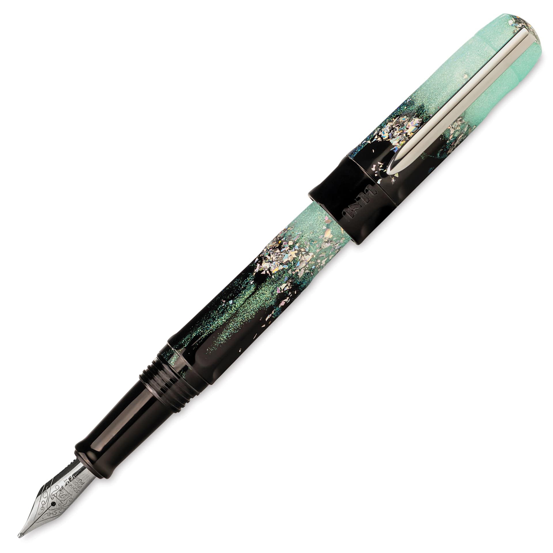 Benu Talisman Fountain Pen - Edelweiss, cap off (image shows a different size nib)
