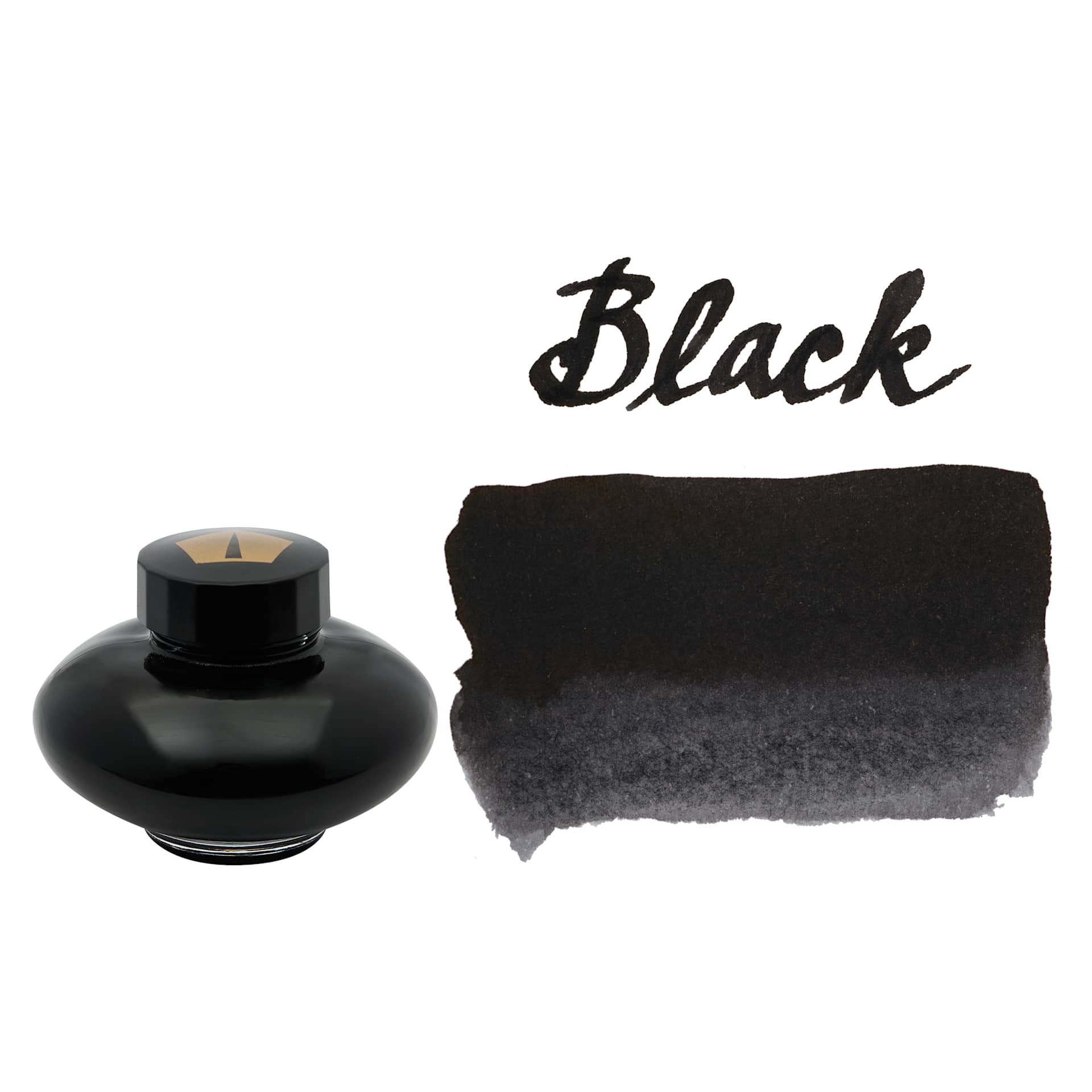 Pilot Namiki Fountain Pen Ink - Black, swatch and bottle