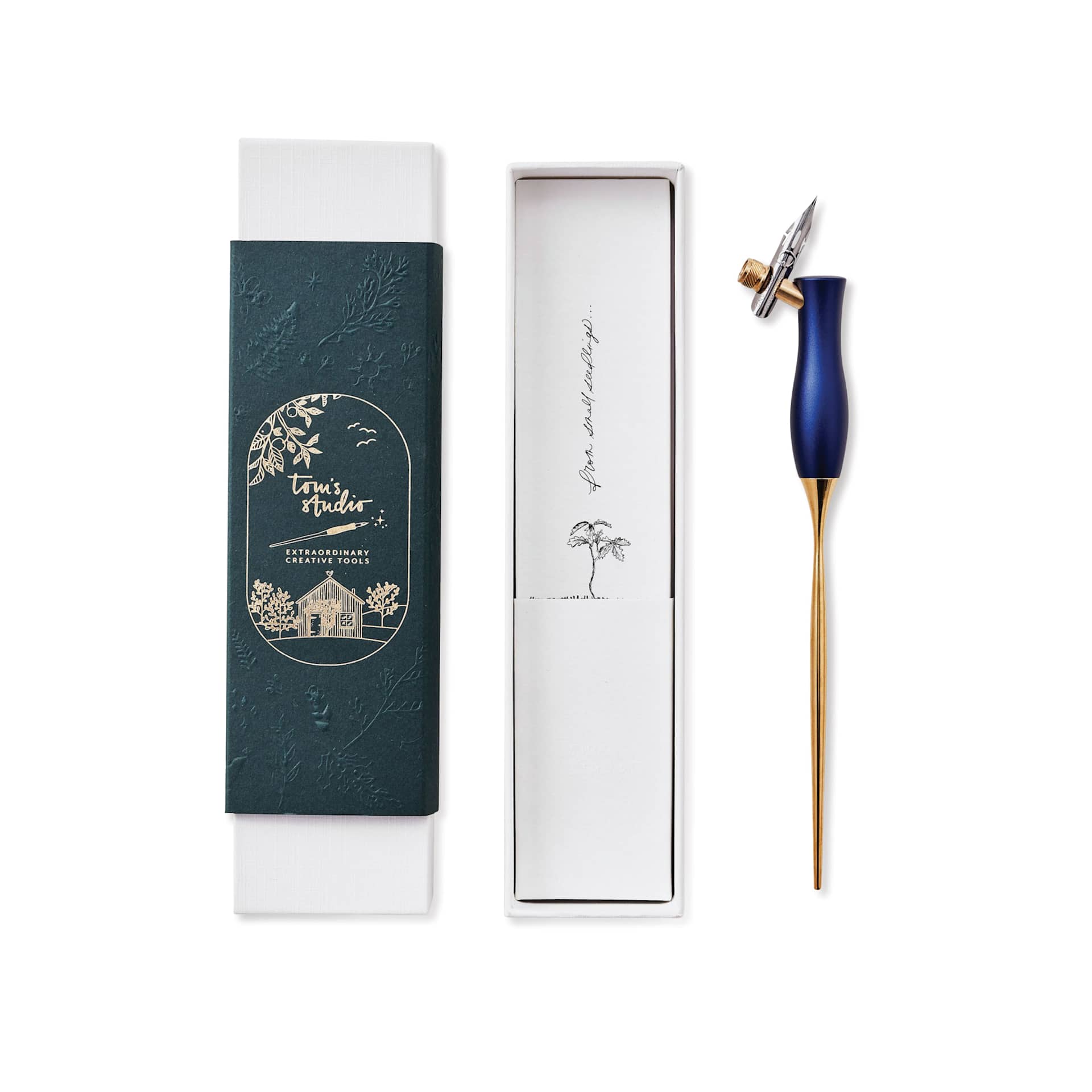 Tom’s Studio Bloom Oblique Calligraphy Dip Pen - Bluebell with packaging