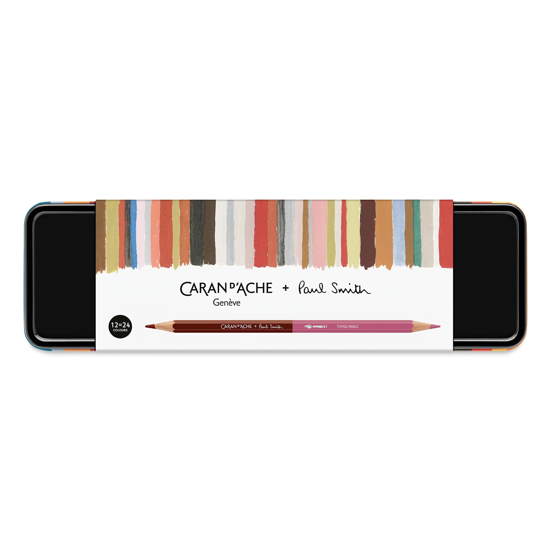 Caran d’Ache Paul Smith Special Edition Bicolor Water Soluble Colored Pencil Set, packaging with label