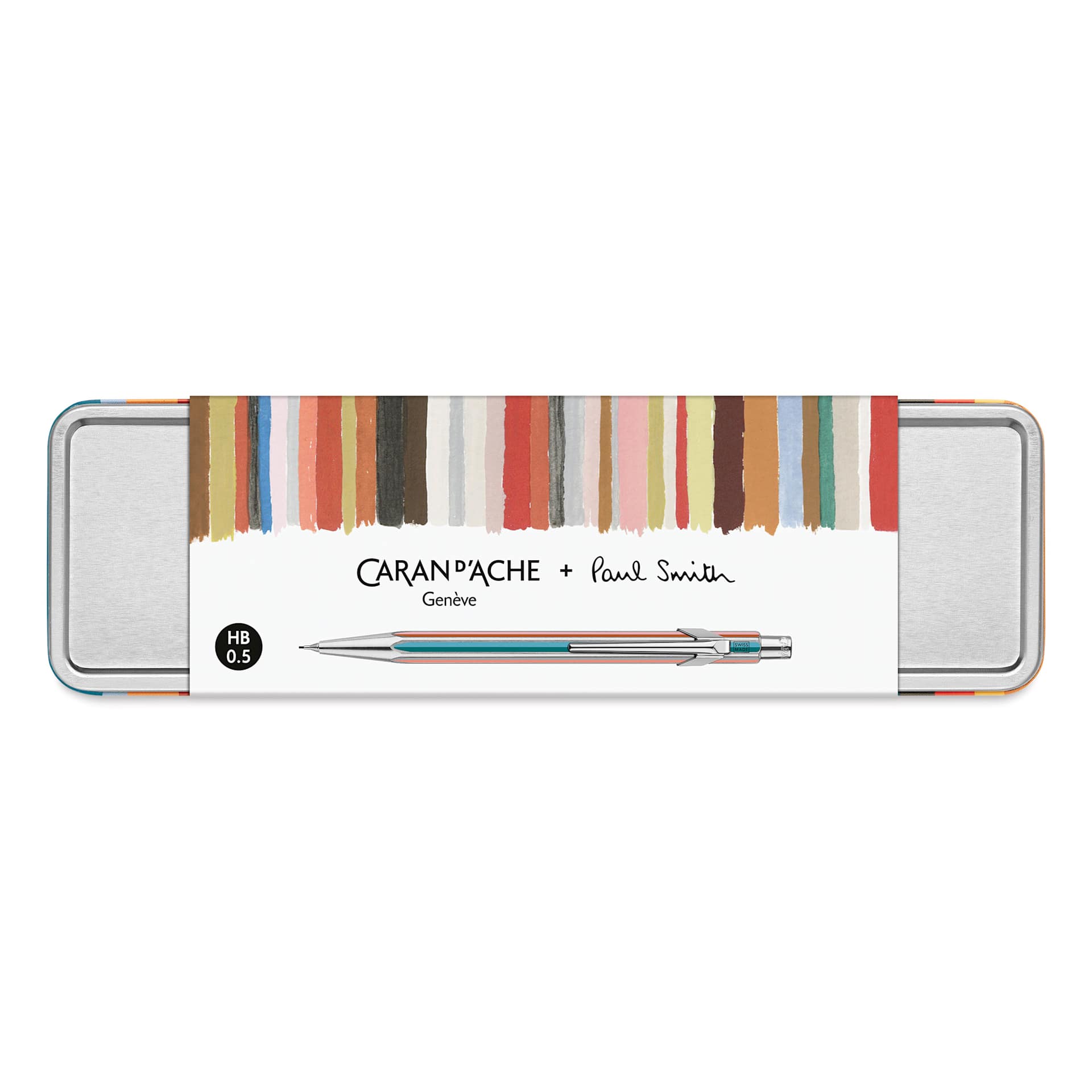 Caran d'Ache Paul Smith Special Edition 849 Mechanical Pencil - Raw Silver, 0.5 mm, packaging with label
